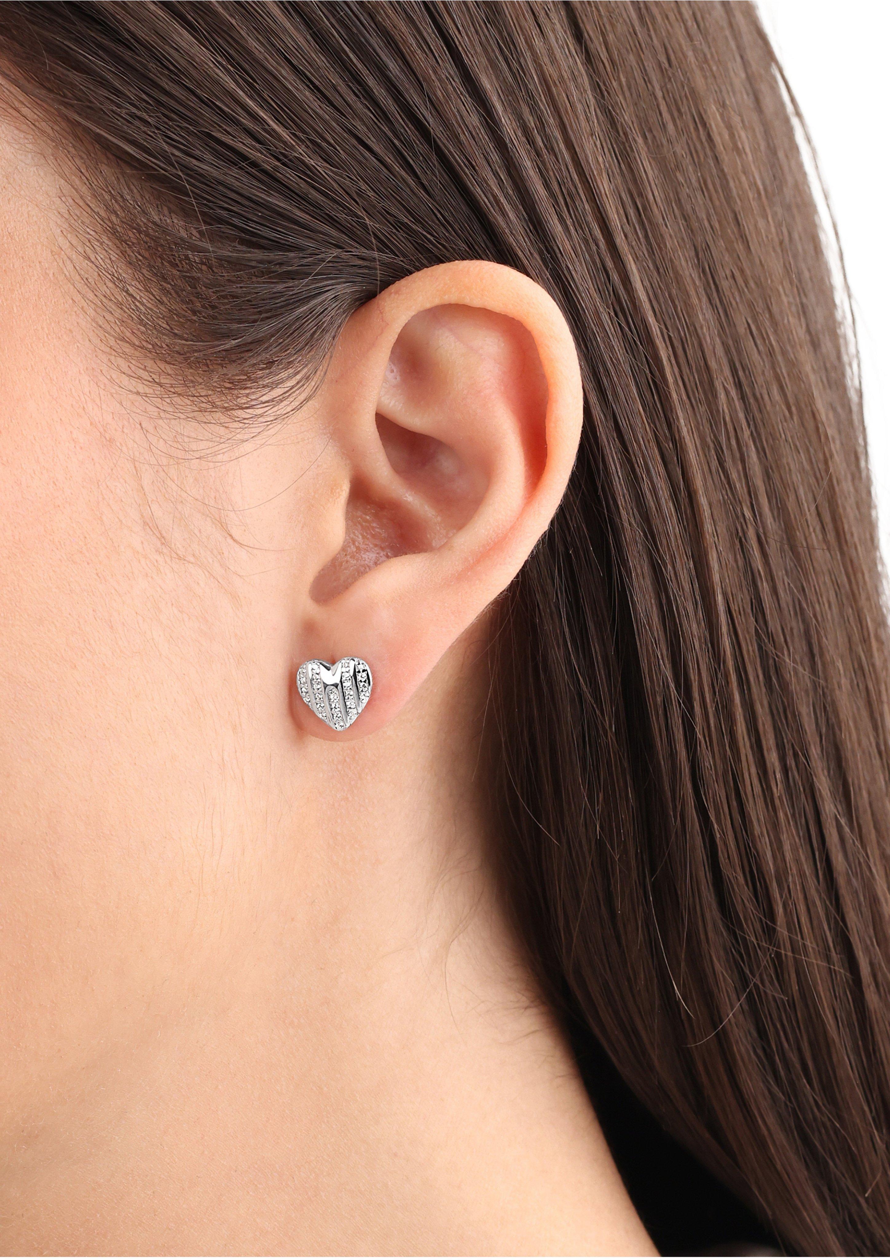 s.Oliver Silber-Ohrstecker mit Zirkonia-Steinen in Herzform