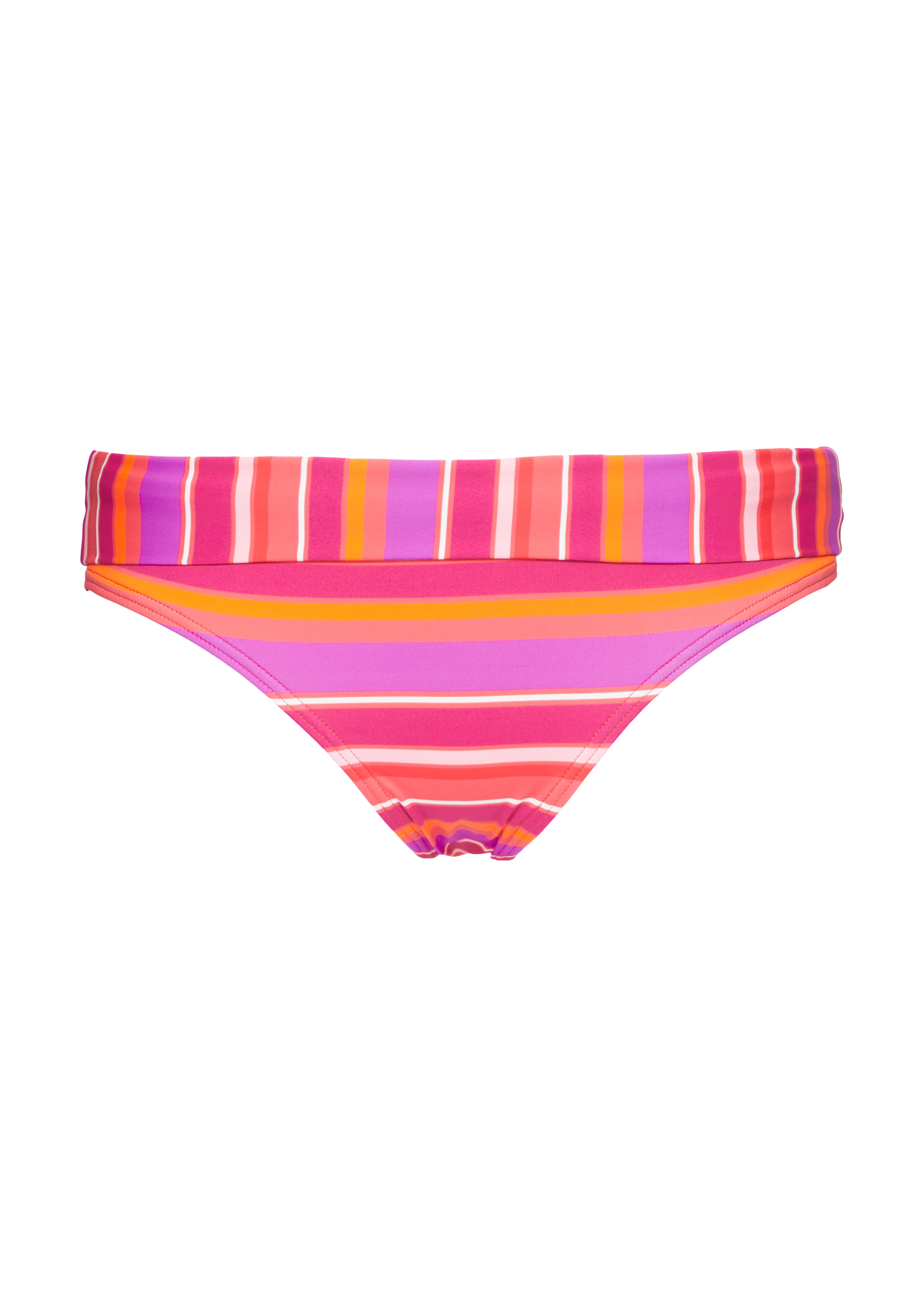 Bikinihose mit Umschlagbund und Streifen