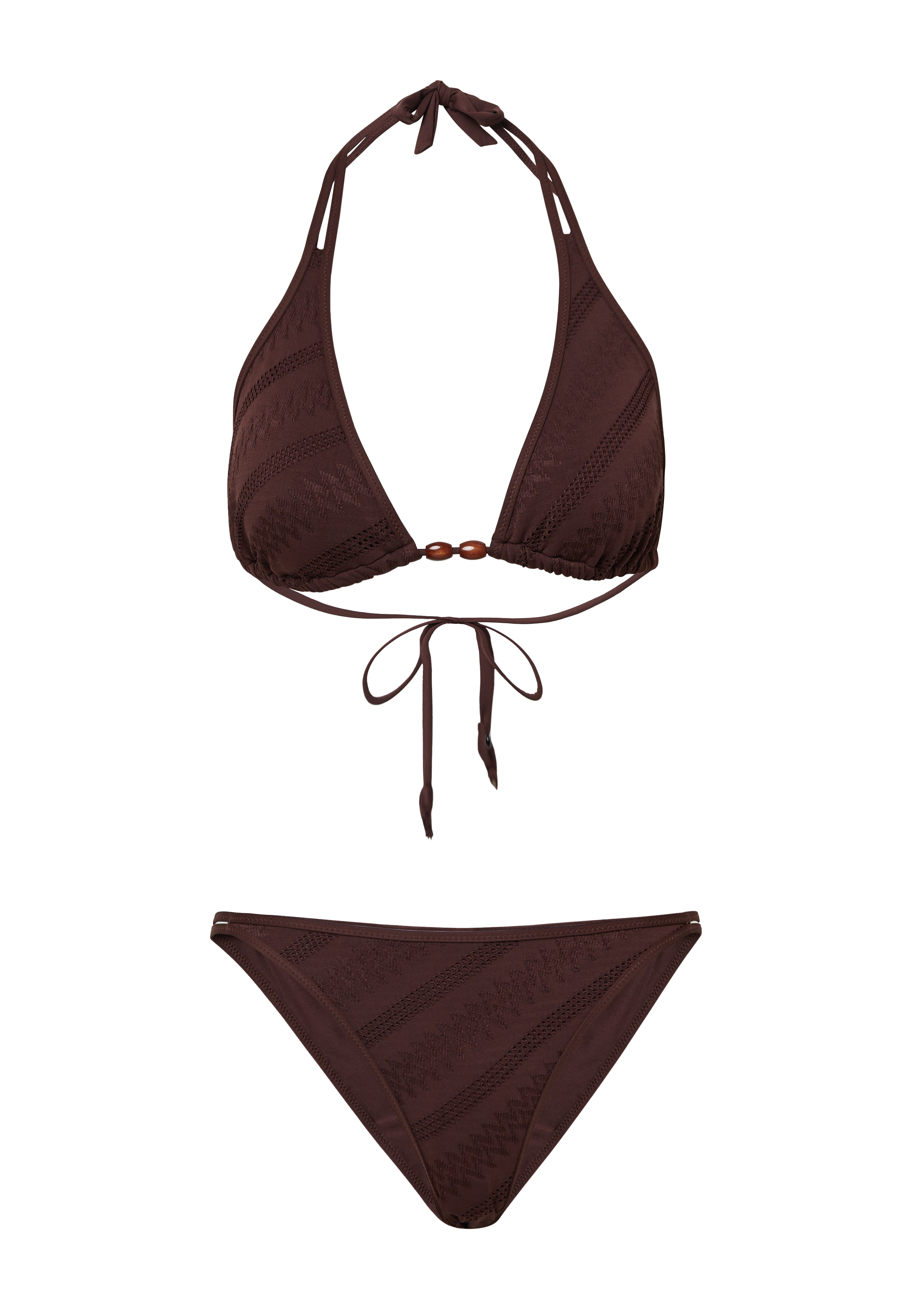 Bikini-Set mit Strukturmuster und Schmuckperlen