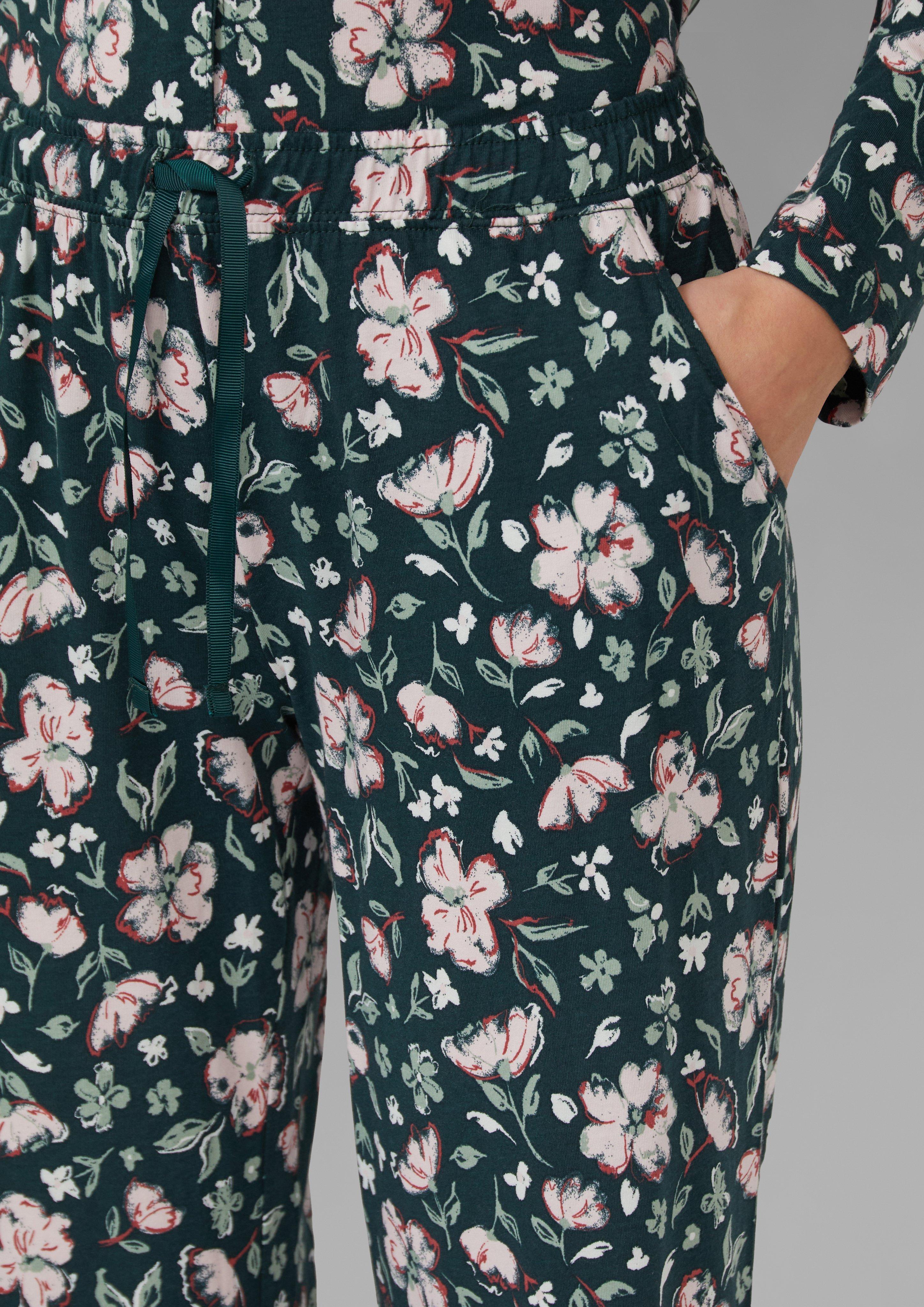 Schlaf-Culotte mit floralem Print und Gummizugbund