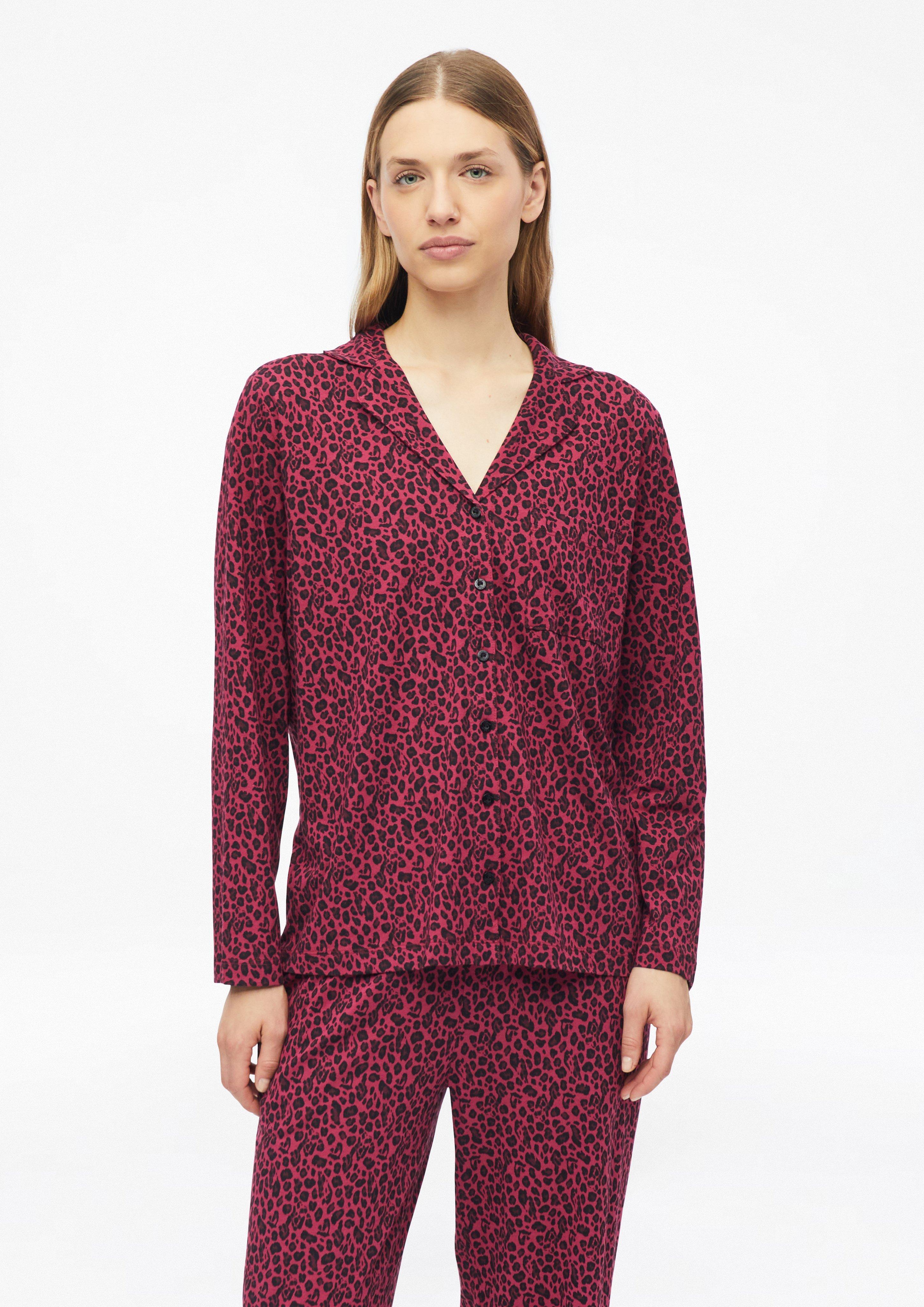 Pyjamatop met leoprint en reverskraag in roze van s.Oliver
