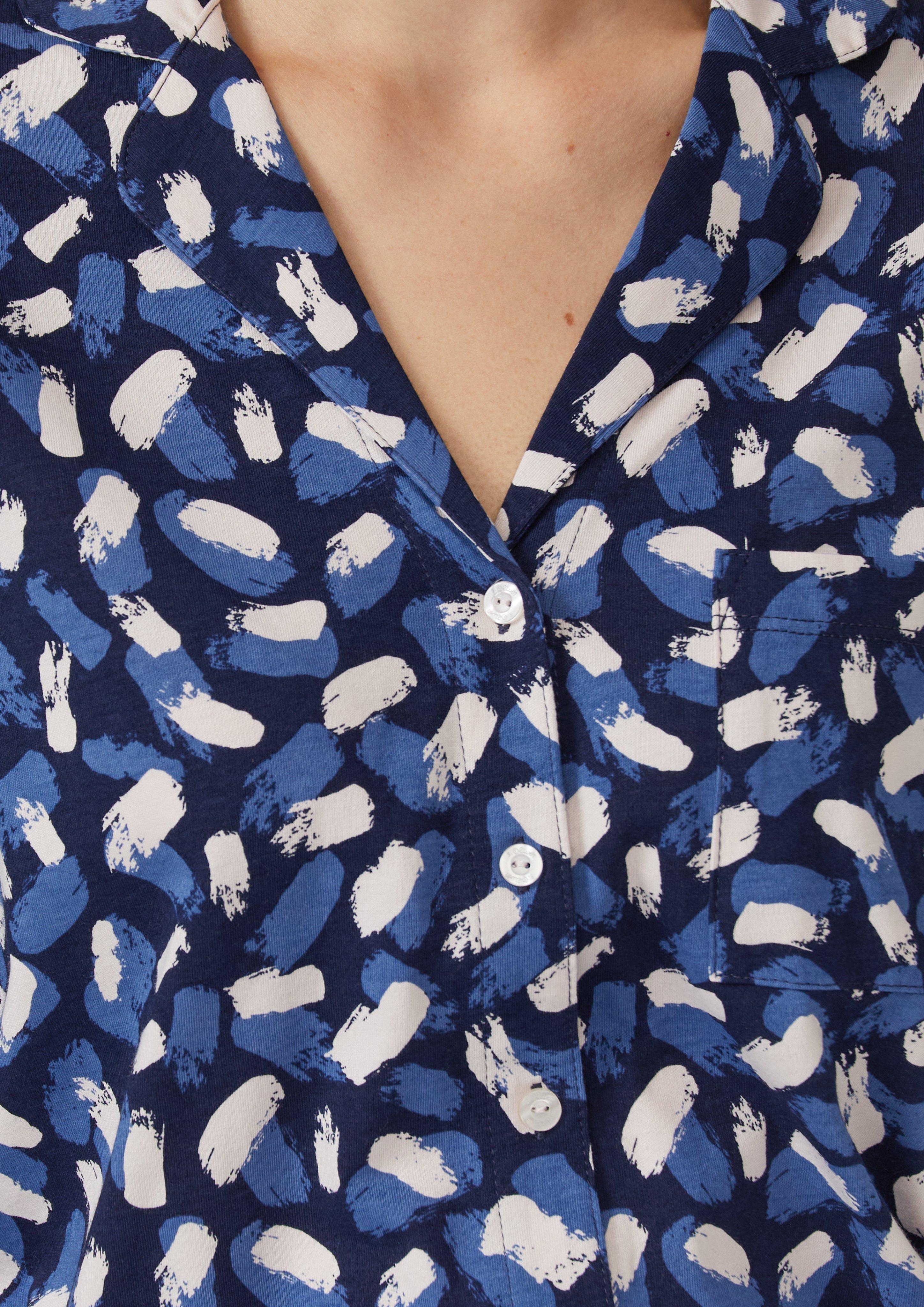 Pyjama-Oberteil mit All-over-Druck und Brusttasche