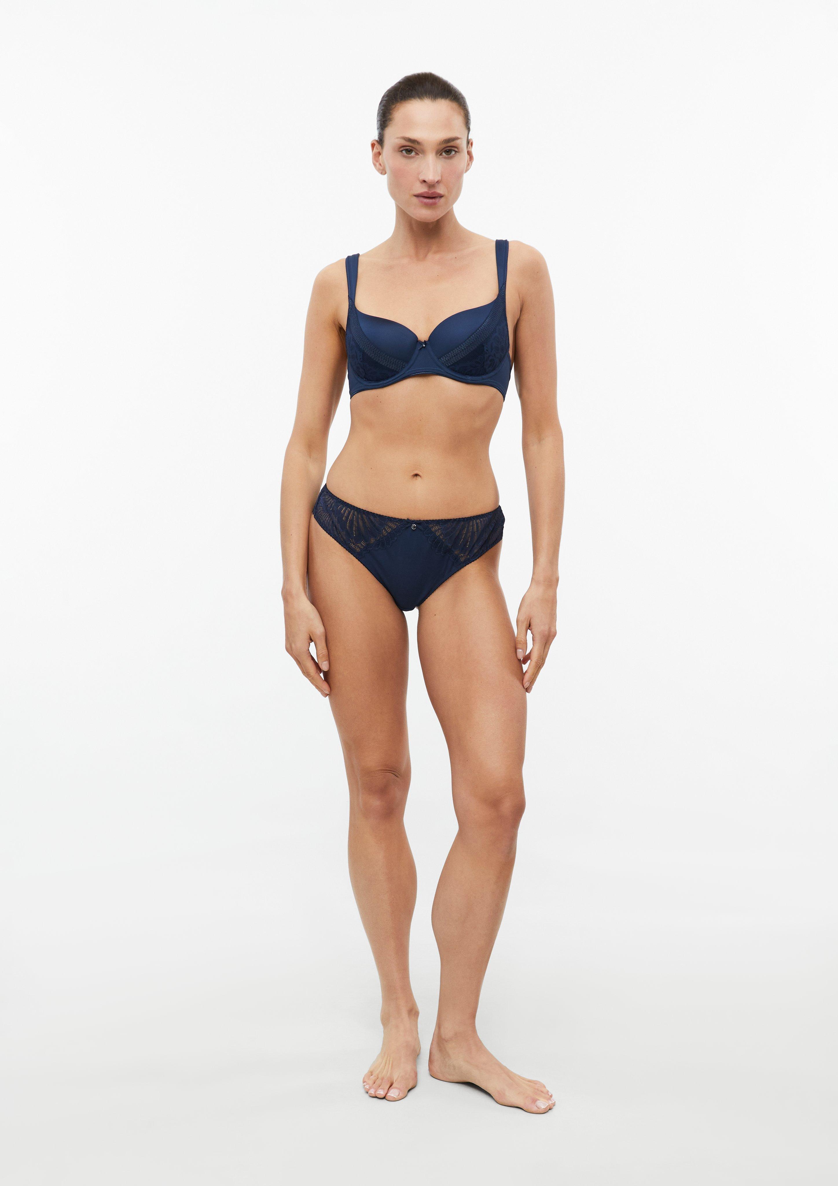 Women Floral lace thong with decorative bow in blue by s.Oliver