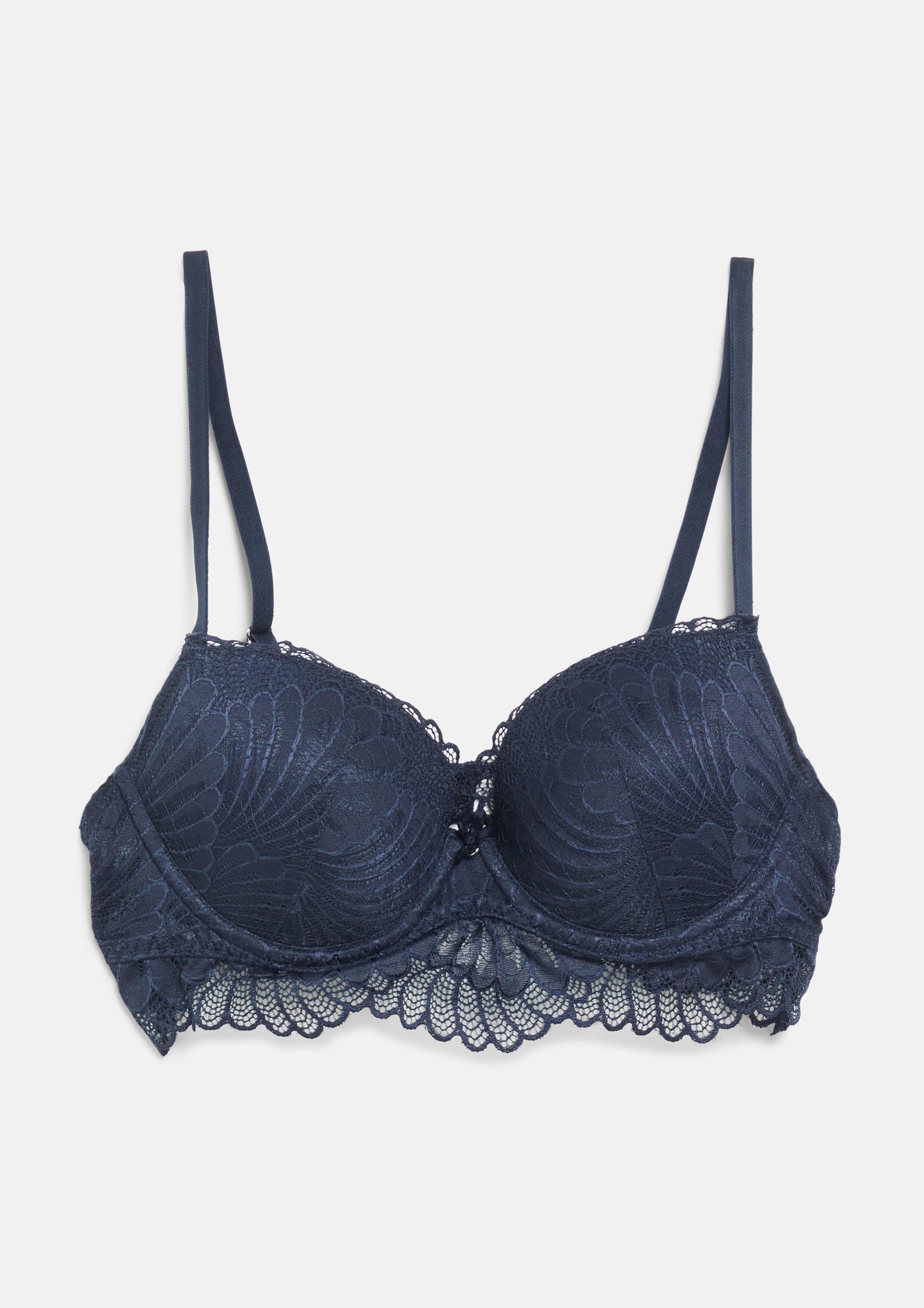 Damen Push-Up-BH aus floraler Spitze in blau von s.Oliver