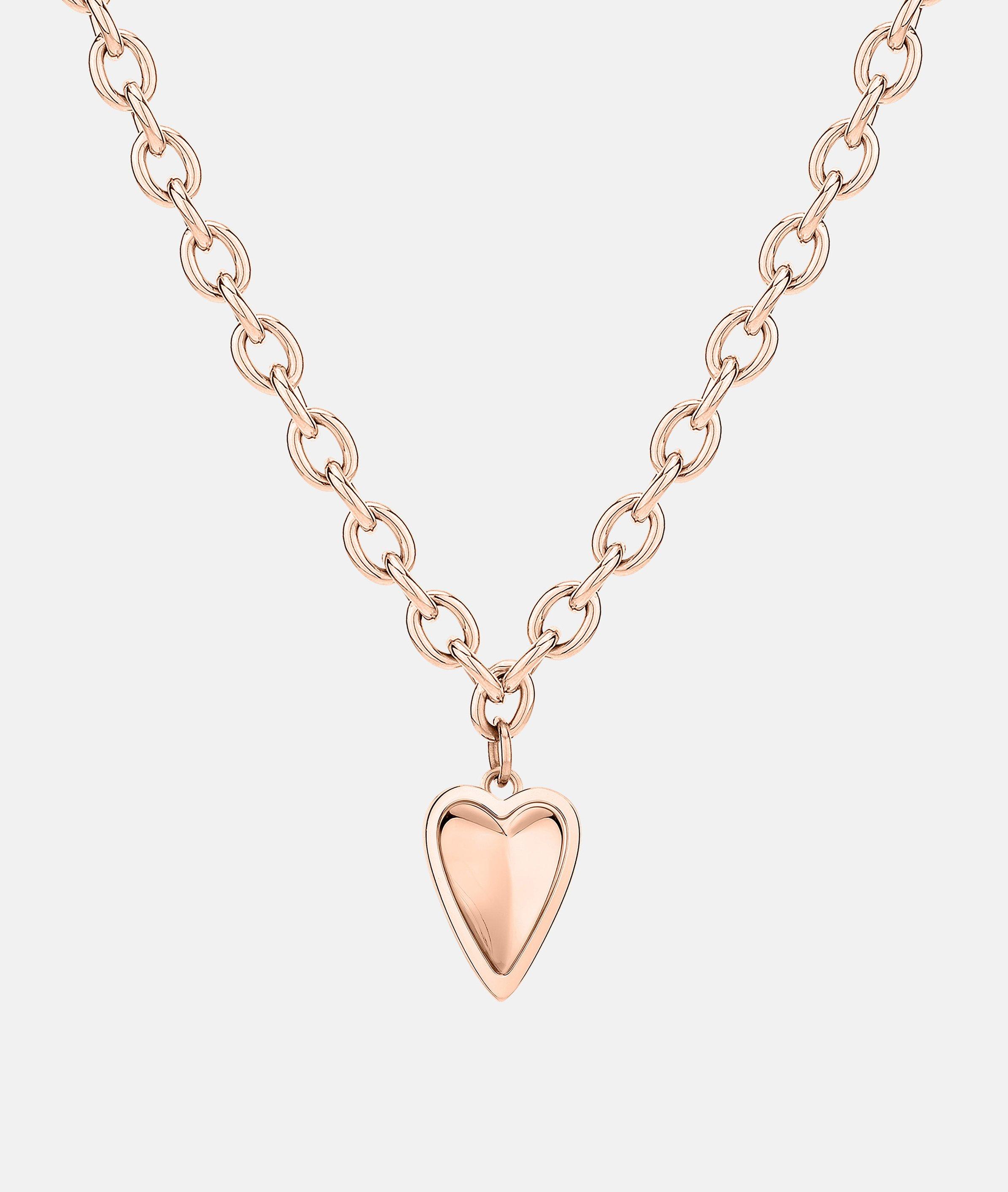 Halskette in rosé, silber, gold & gold