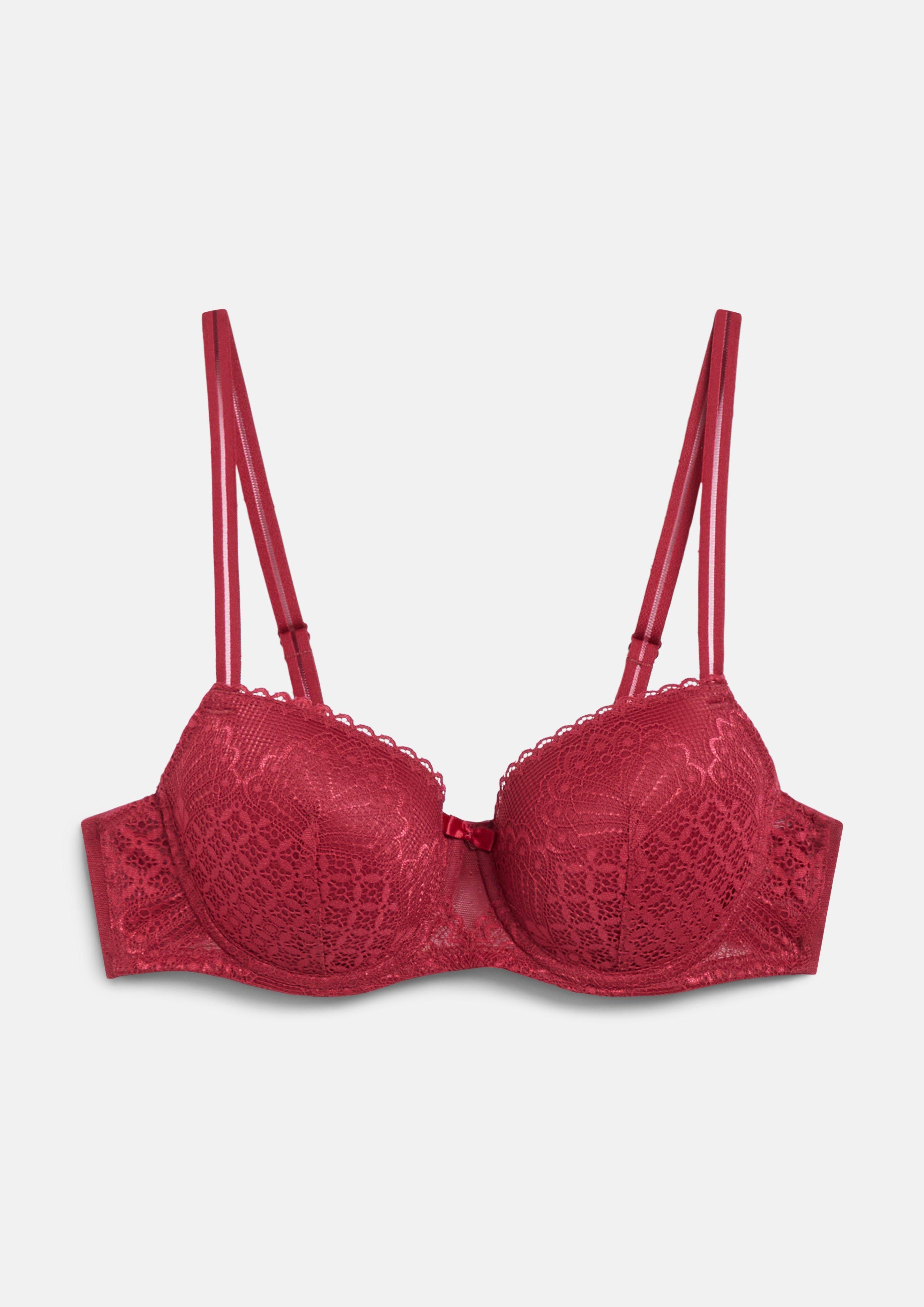 Dames Balconette bh met kanten inzetstuk in rood van s.Oliver
