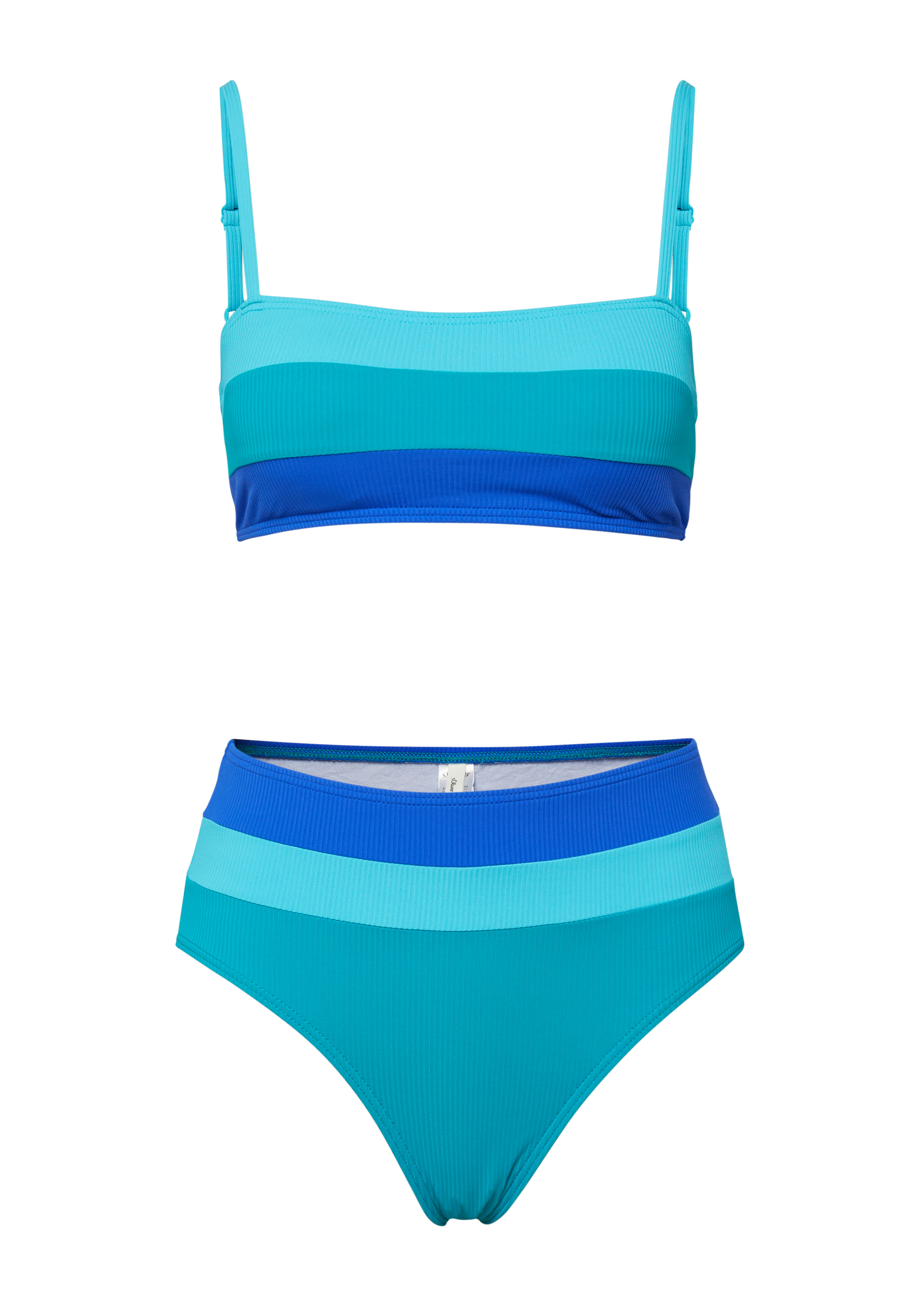 Bikini-Set mit Rippstruktur und Colour-Blocking