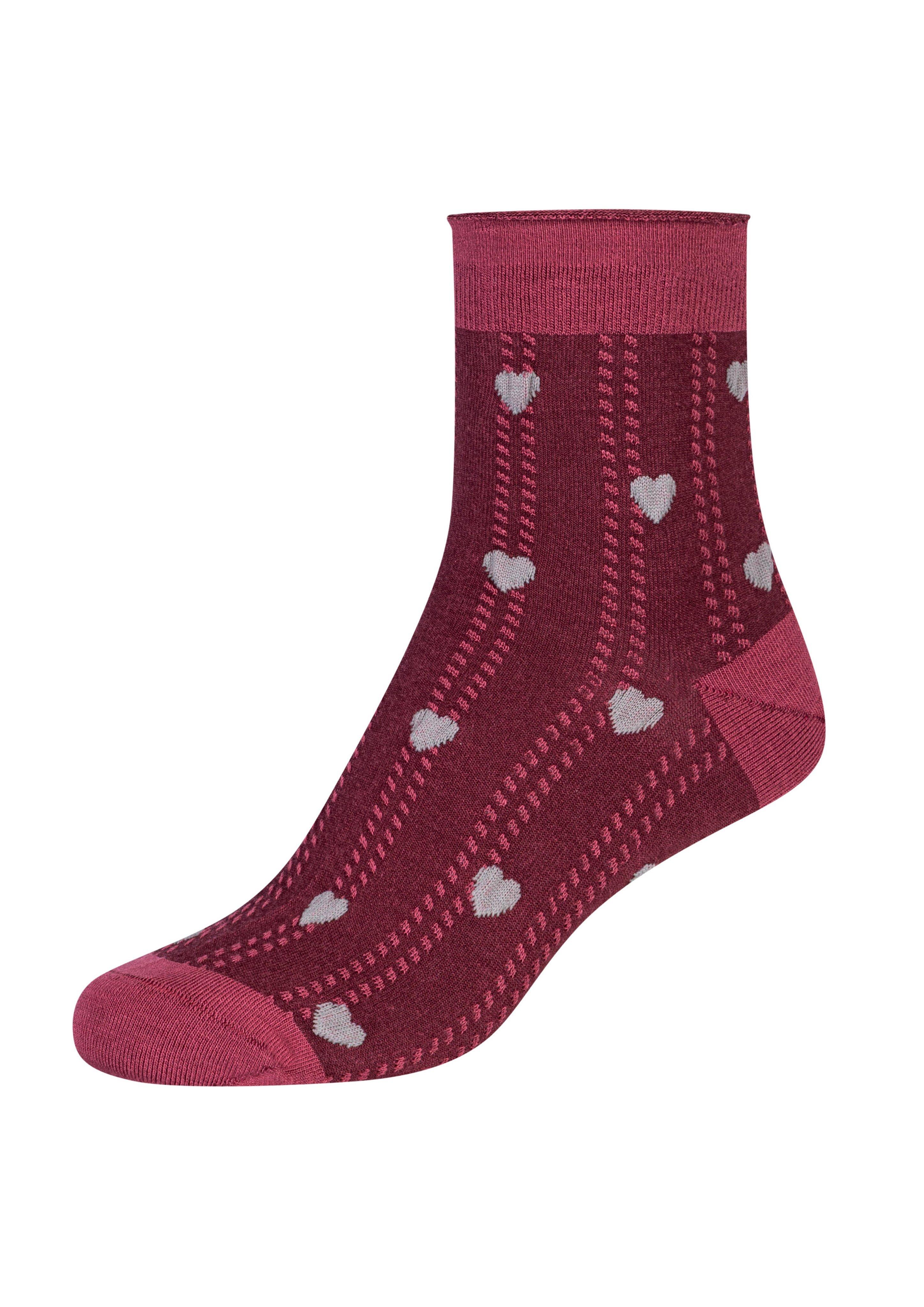 Damen 2er-Pack Socken mit Herz-Detail in rot von s.Oliver
