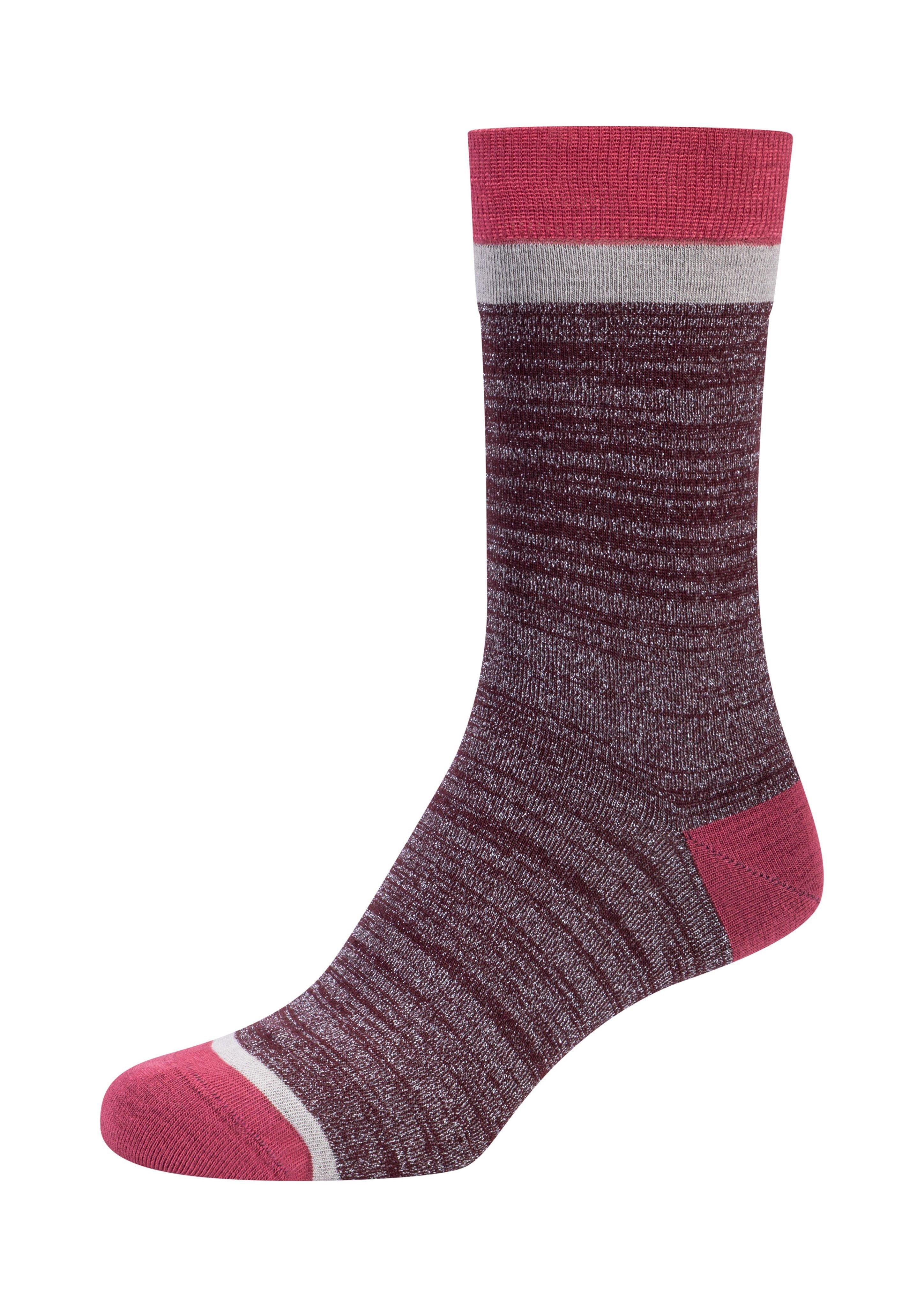 2er-Pack Socken mit Glanzeffekt in Farbe bordeaux von s.Oliver
