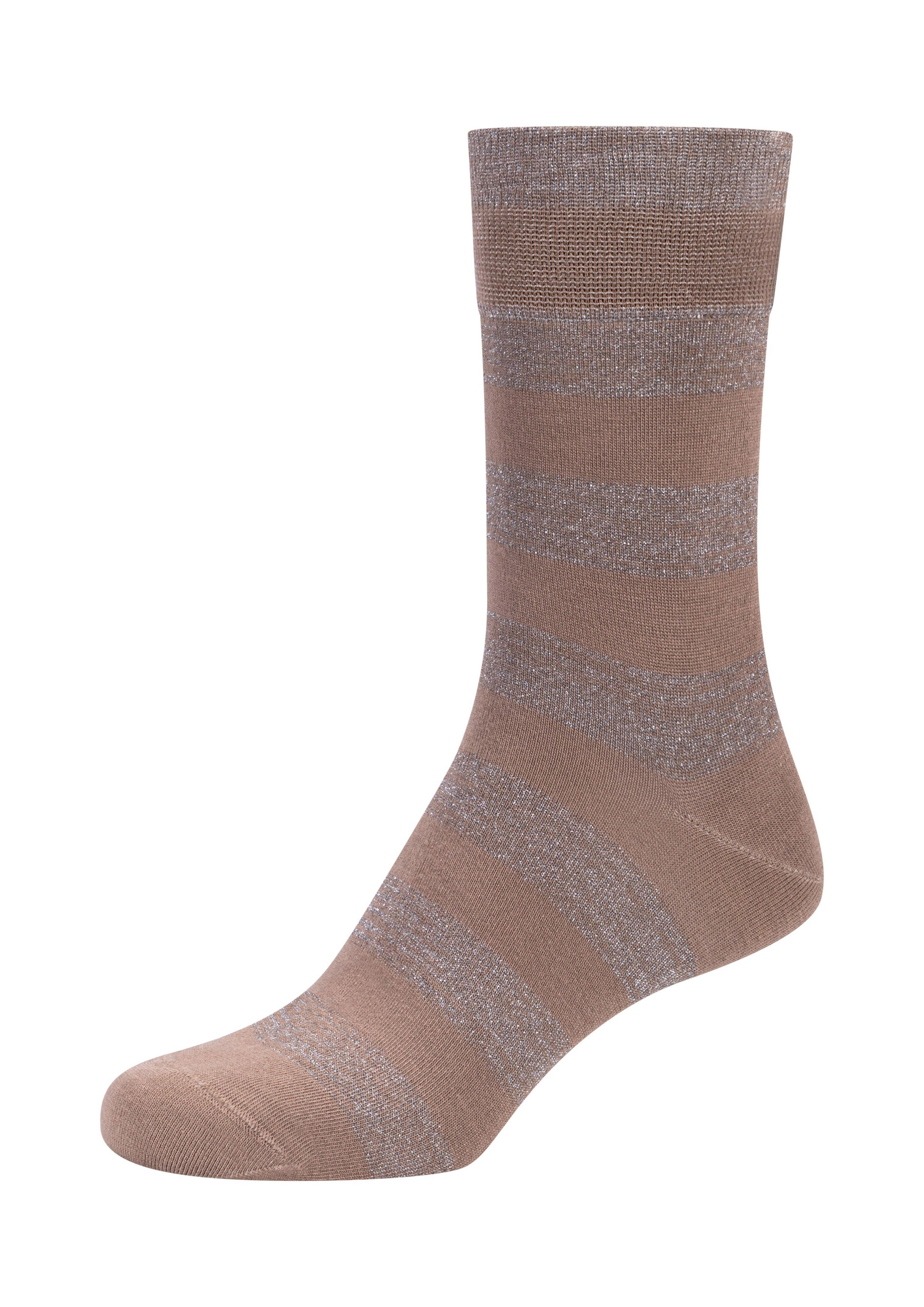 Damen 2er-Pack Socken mit Glanzeffekt in braun von s.Oliver