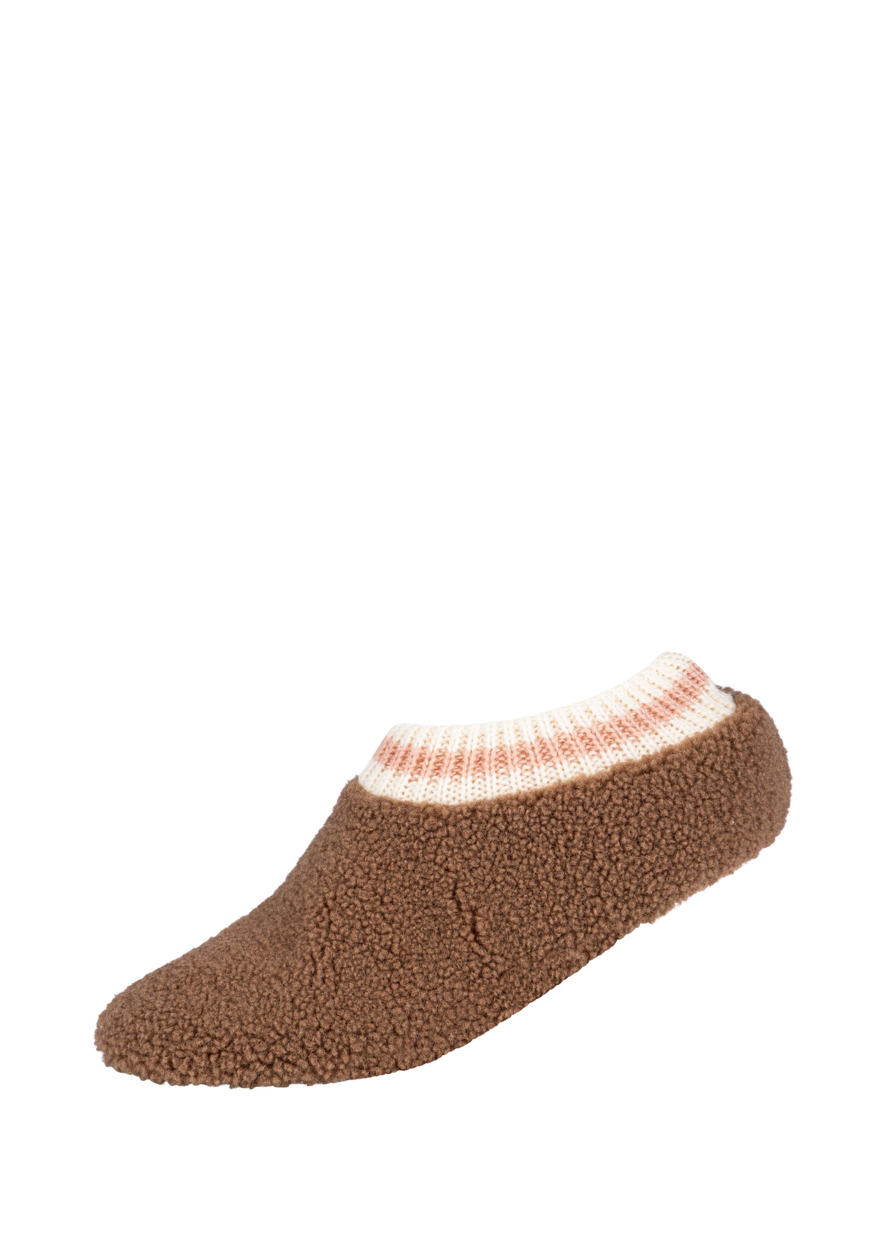 Dames Slippers van teddypluche in bruin van s.Oliver
