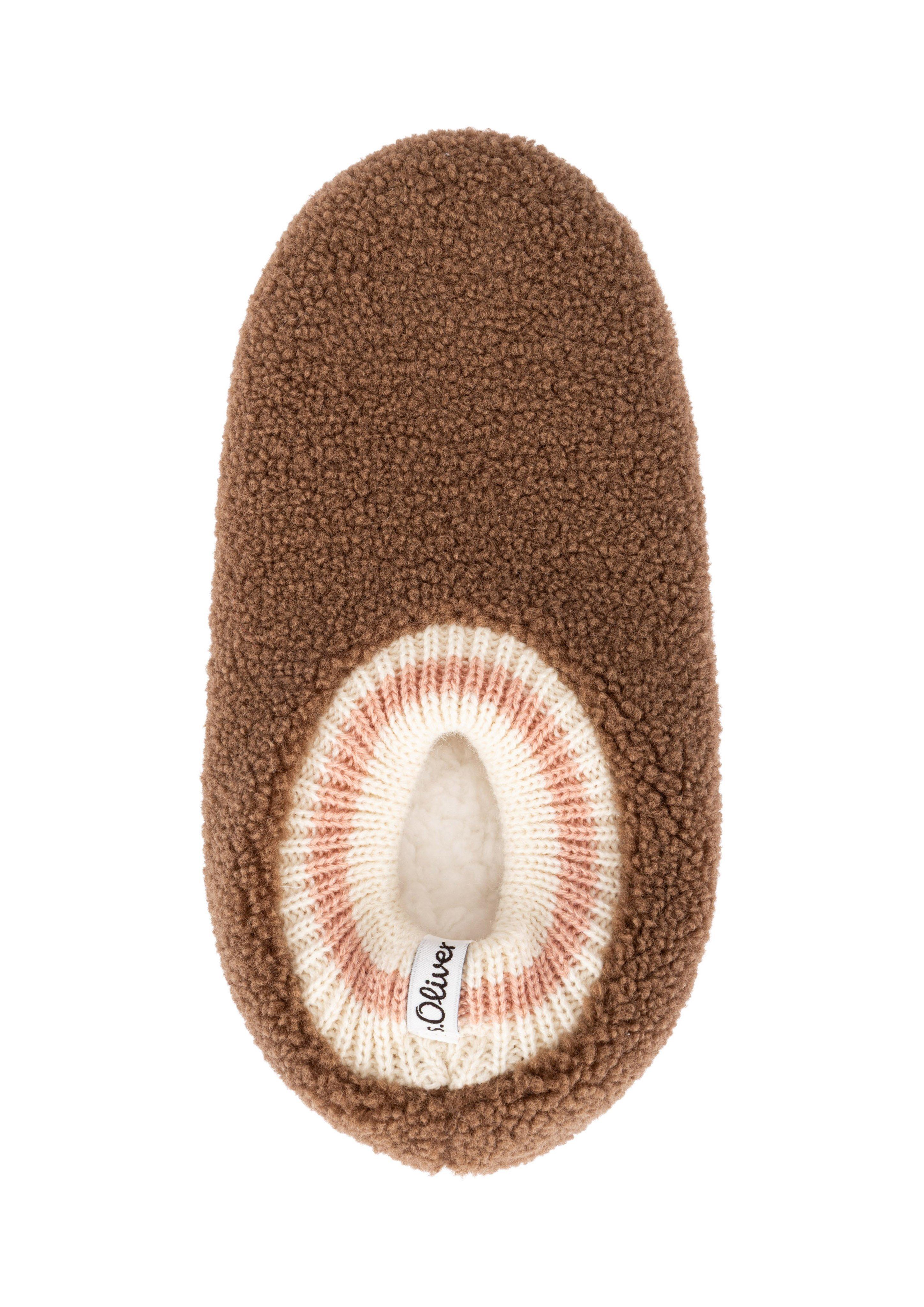 Dames Slippers van teddypluche in bruin van s.Oliver