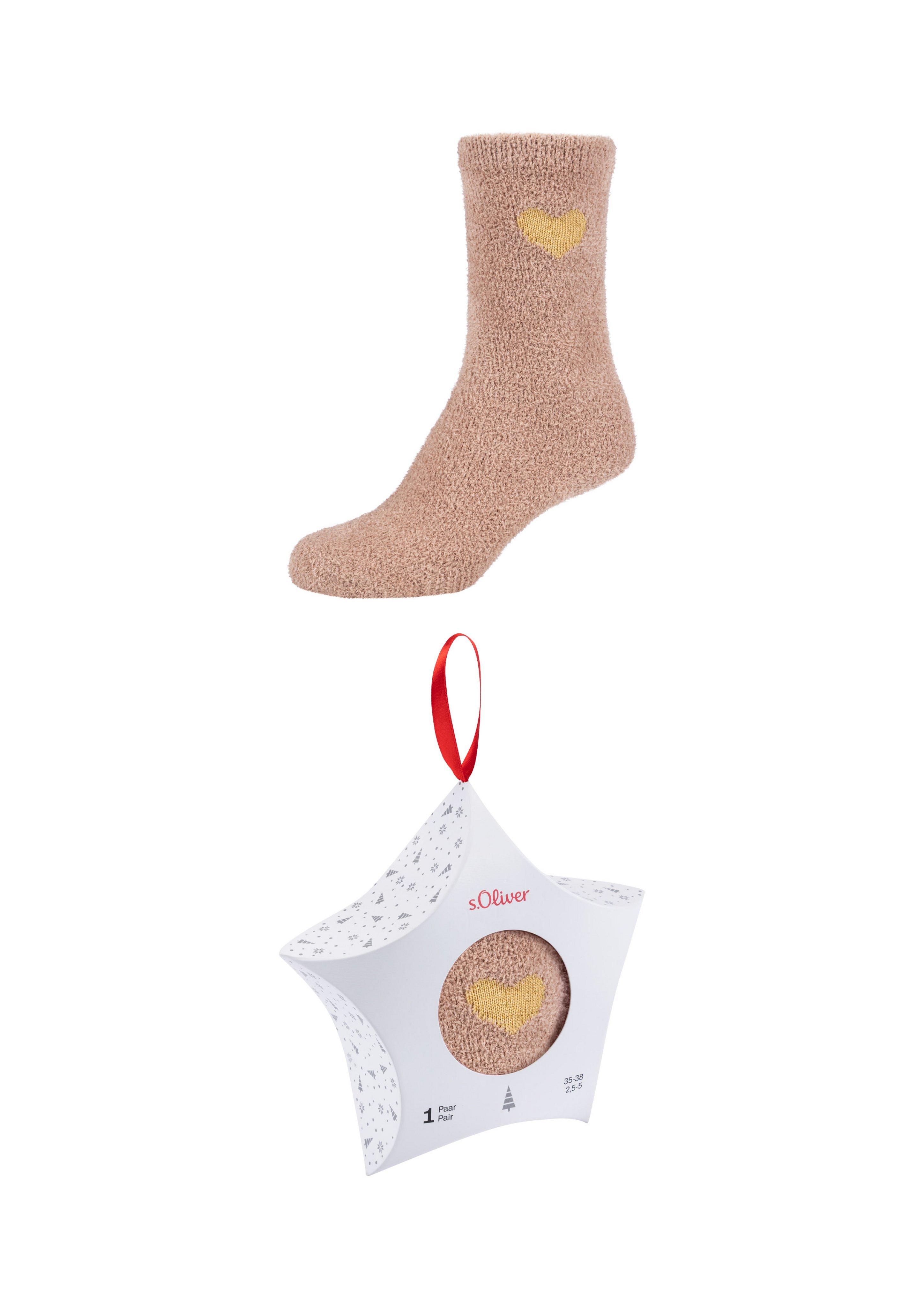 Damen Flauschige Socken mit Geschenkbox in braun von s.Oliver