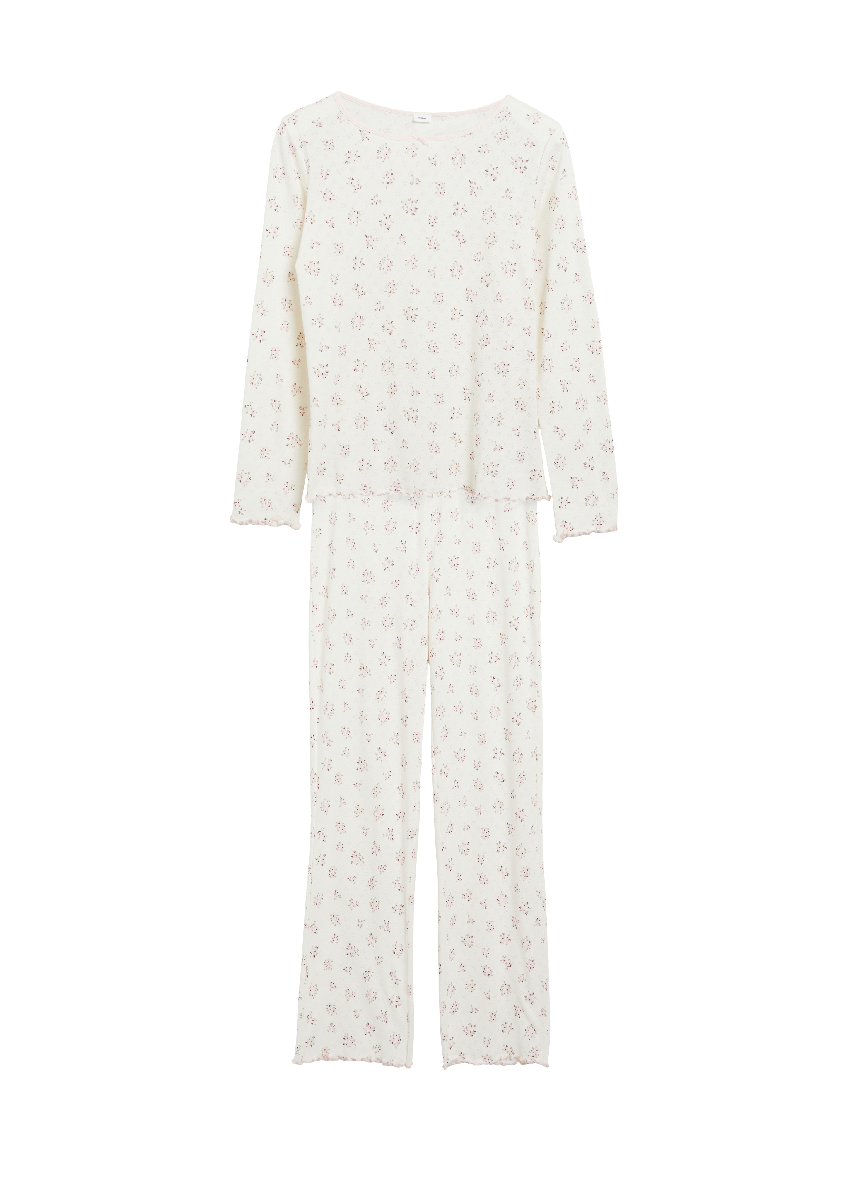 Pyjama met sierlijke strikjes en all-overprint