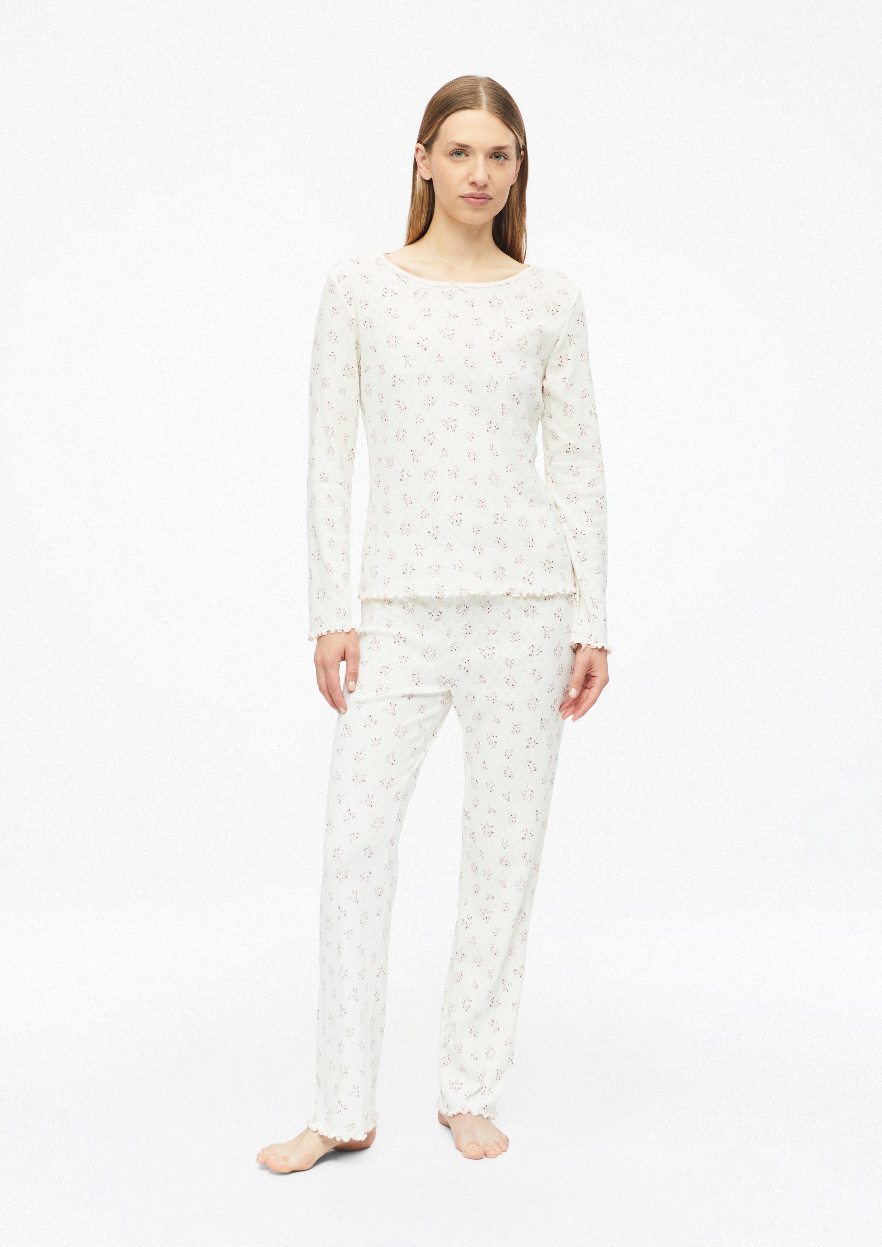 Pyjama mit Zierfschleifen und Alloverprint in Farbe creme von s.Oliver