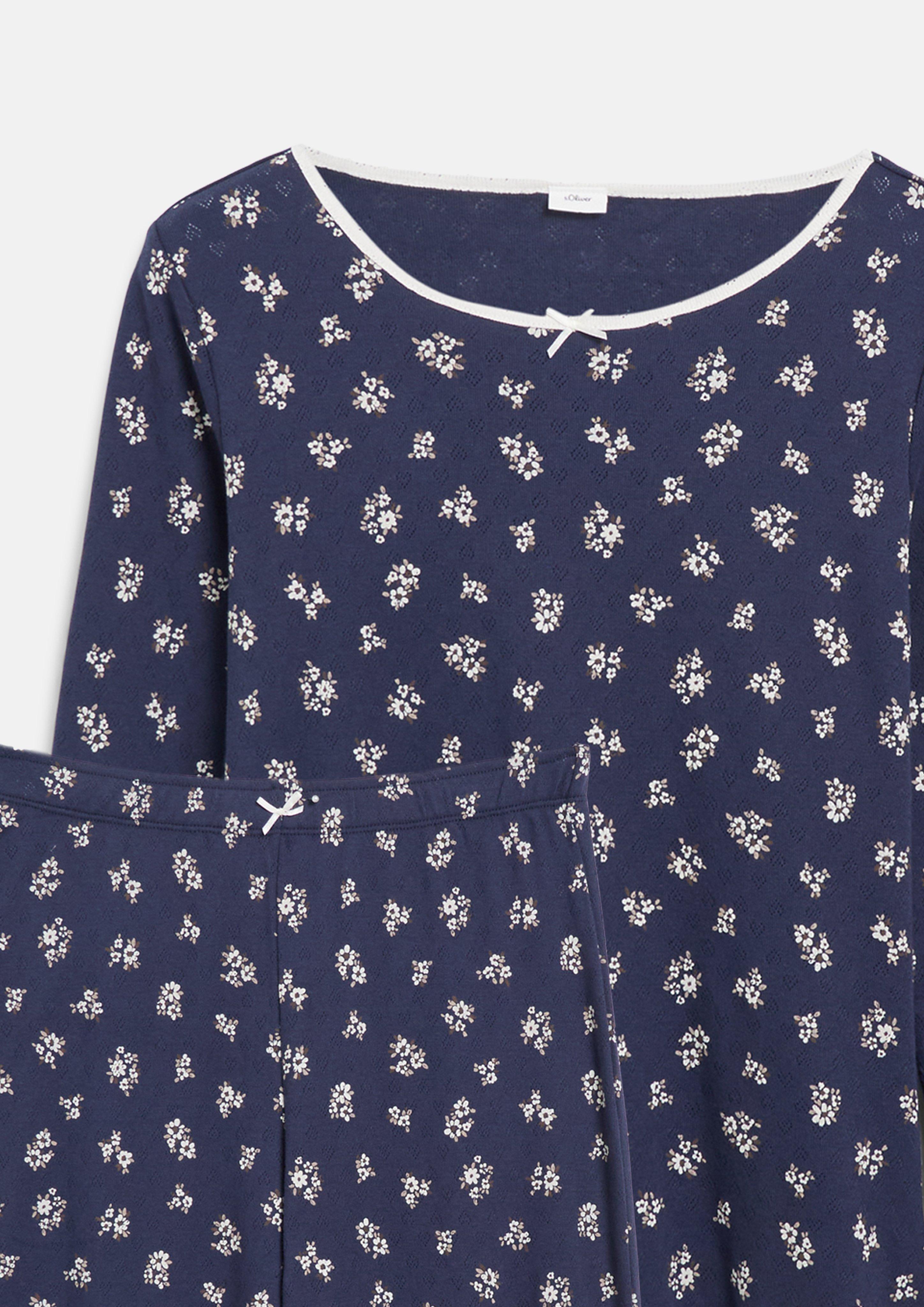 Women Pajamas with decorative bows and an all-over print in blue by s.Oliver