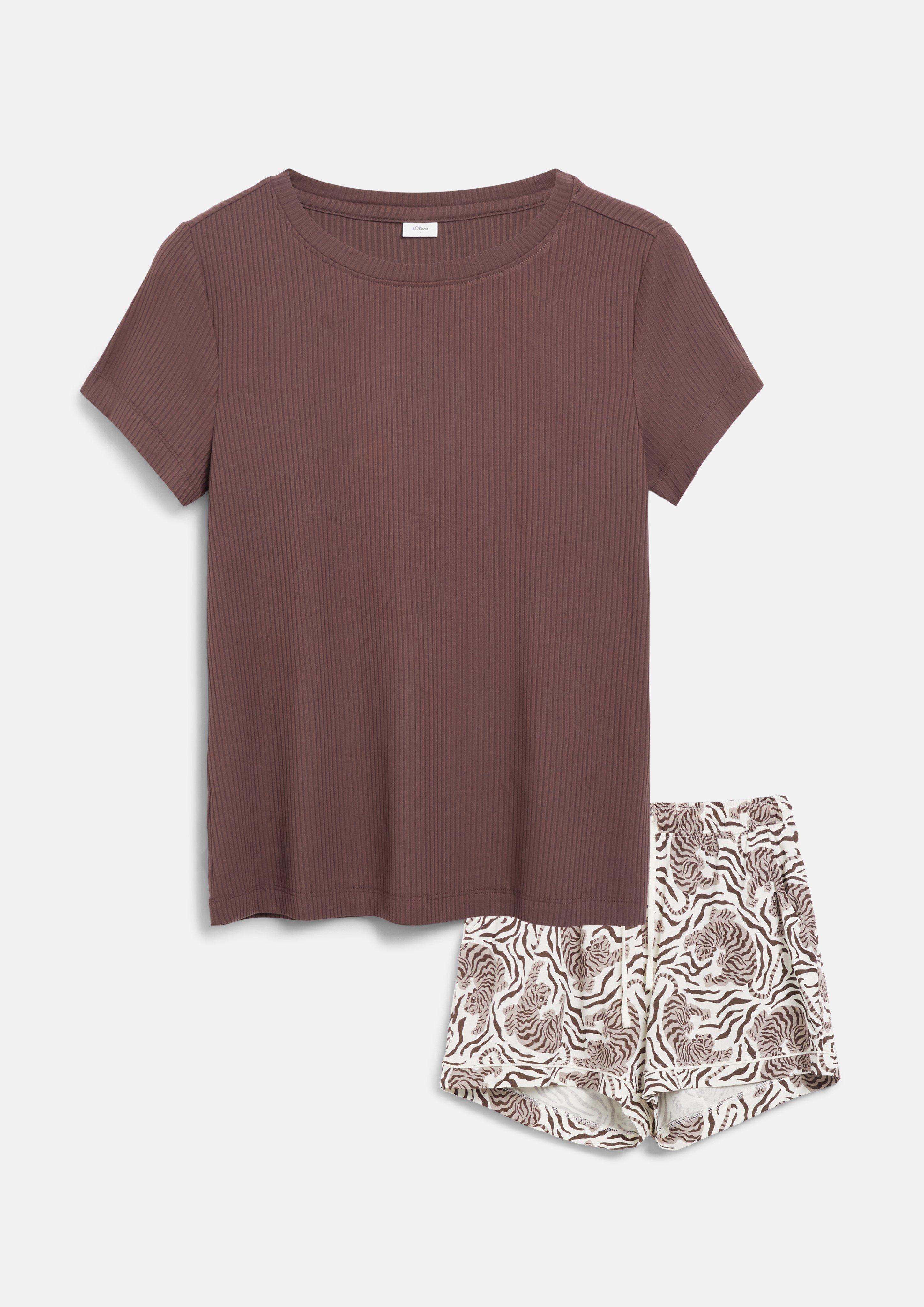 Animal-Print Pajama Set in brown by s.Oliver