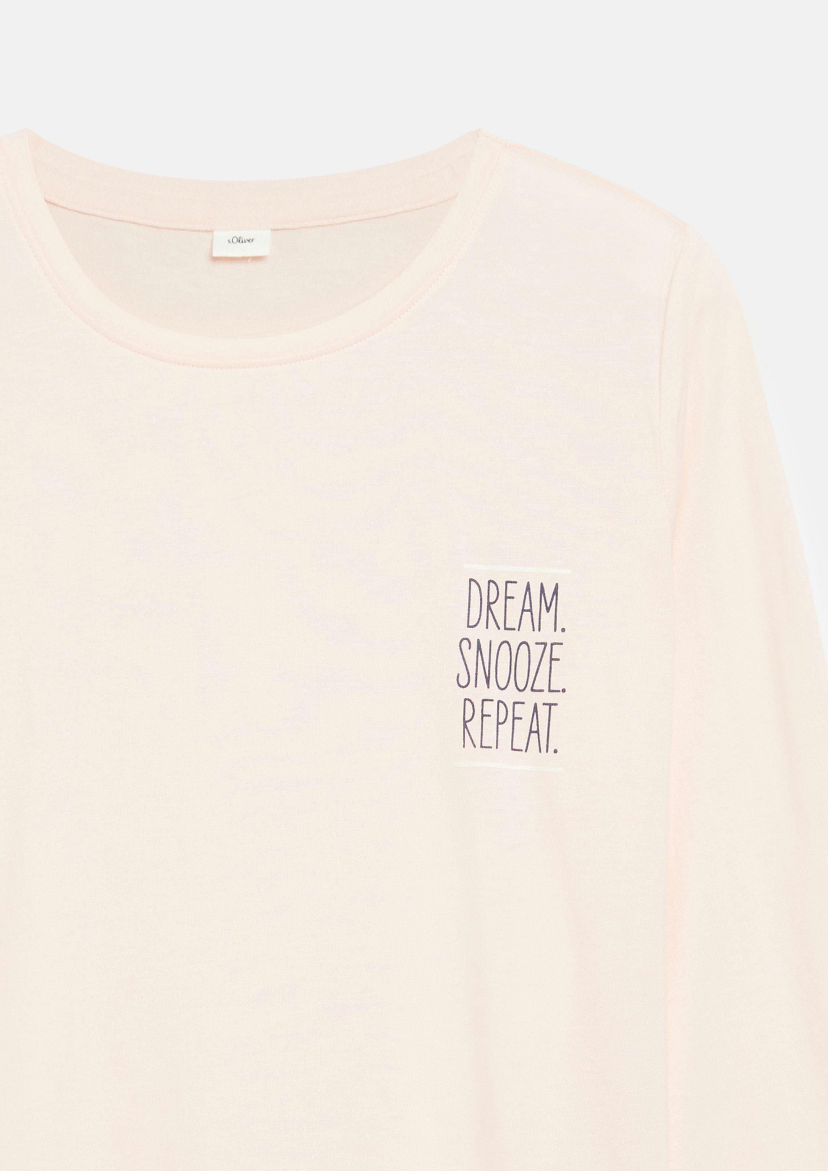 Women Long-Sleeve Pajama Top with Lettering in beige by s.Oliver
