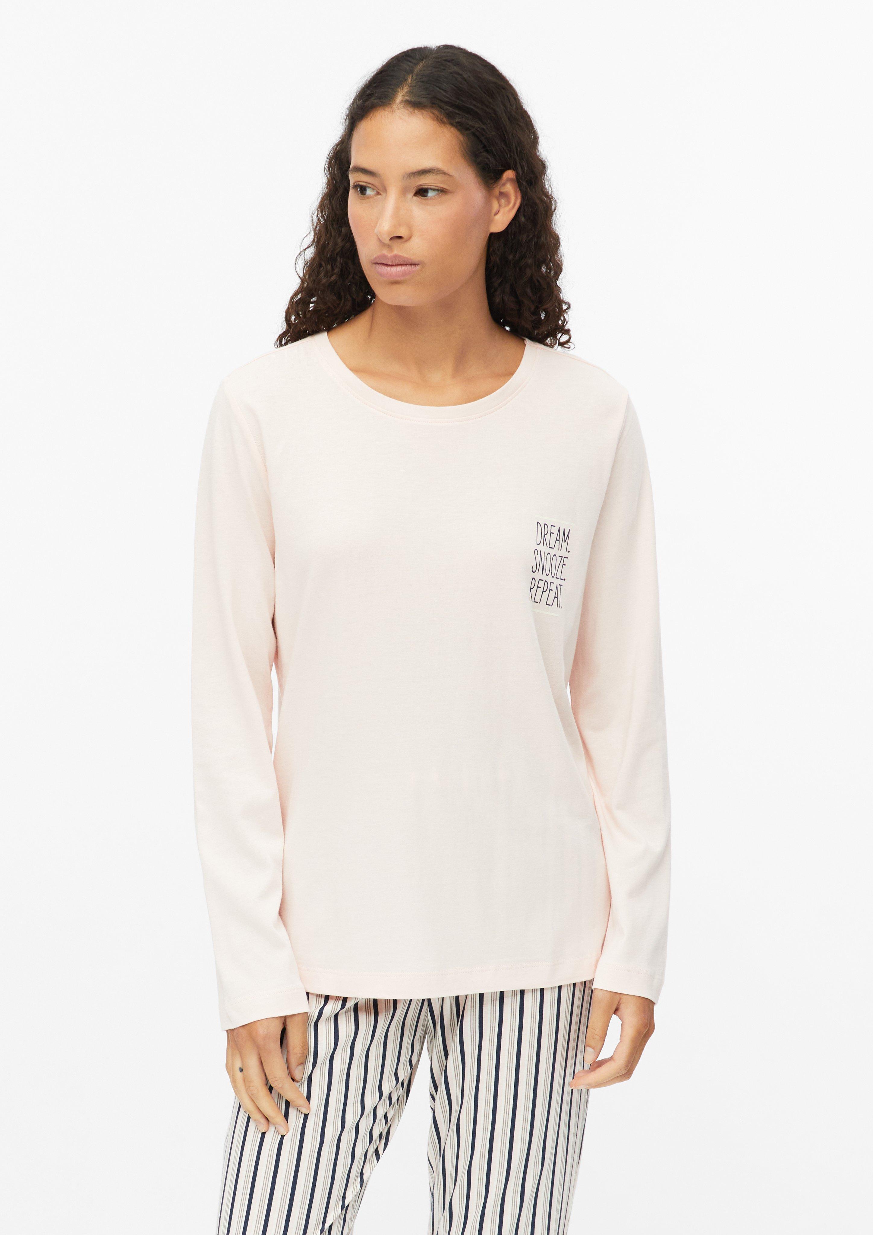 Haut de pyjama à manches longues avec inscription en beige clair de s.Oliver