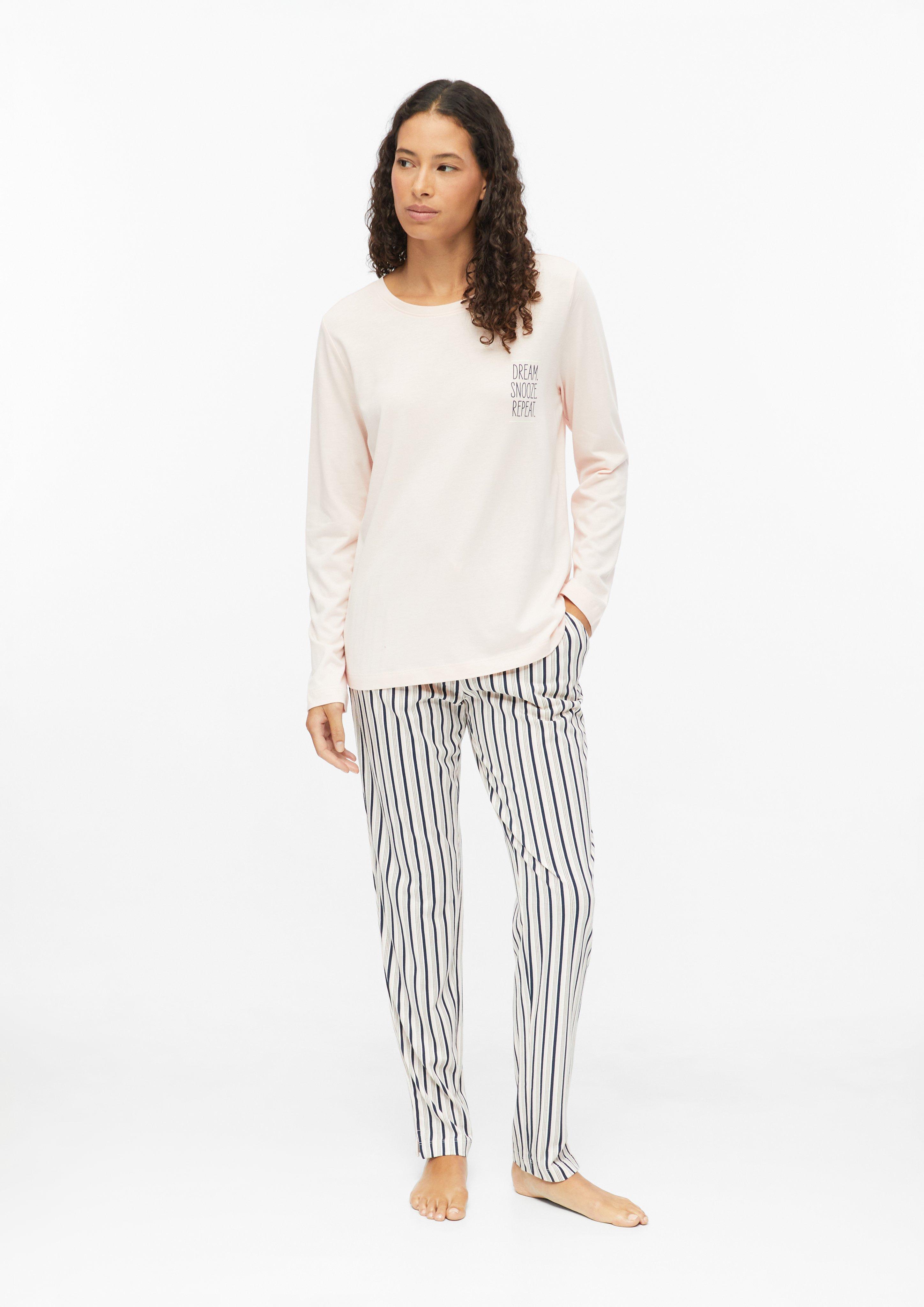 Women Long-Sleeve Pajama Top with Lettering in beige by s.Oliver