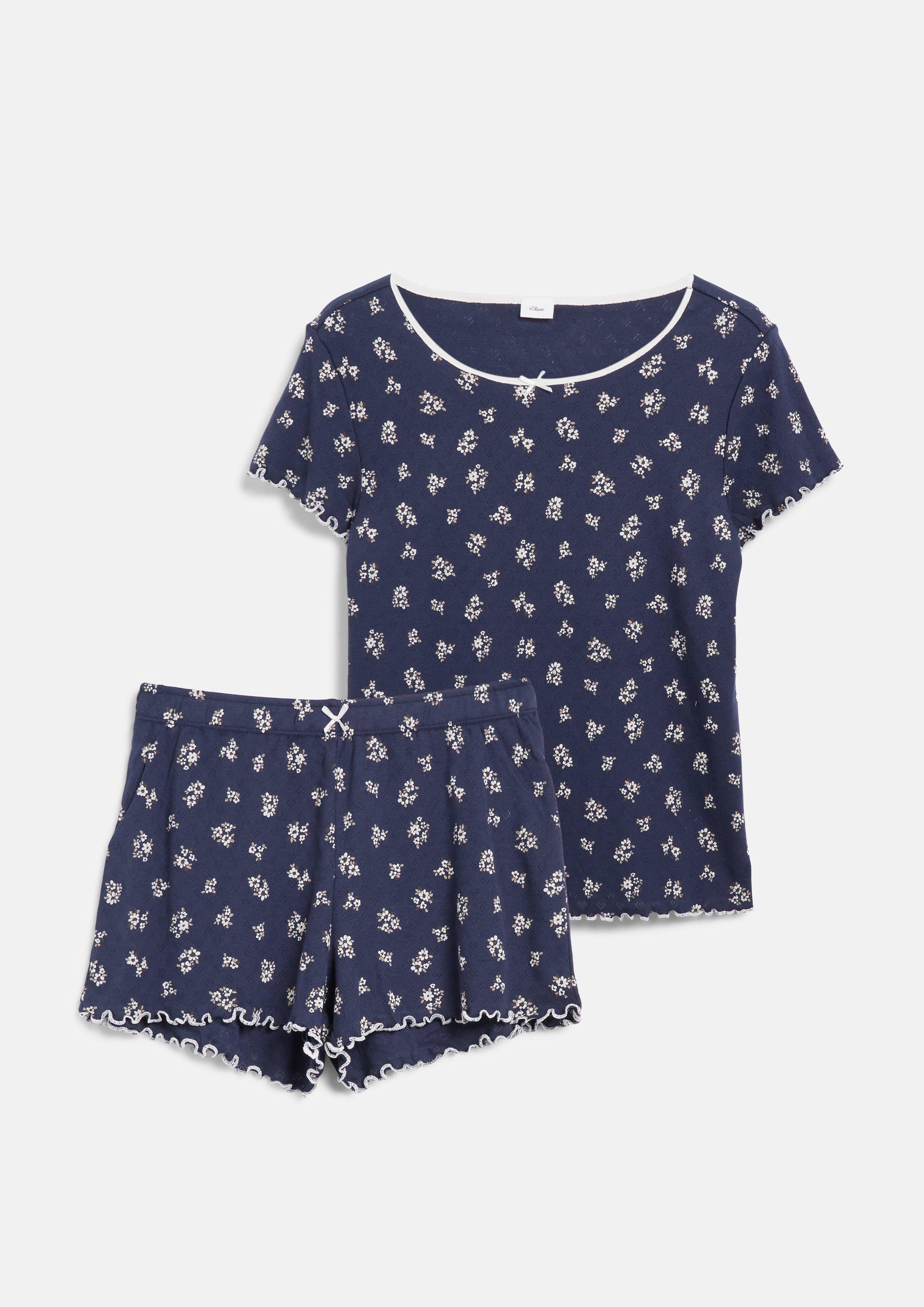 Women Pajama Set with Decorative Bows in blue by s.Oliver