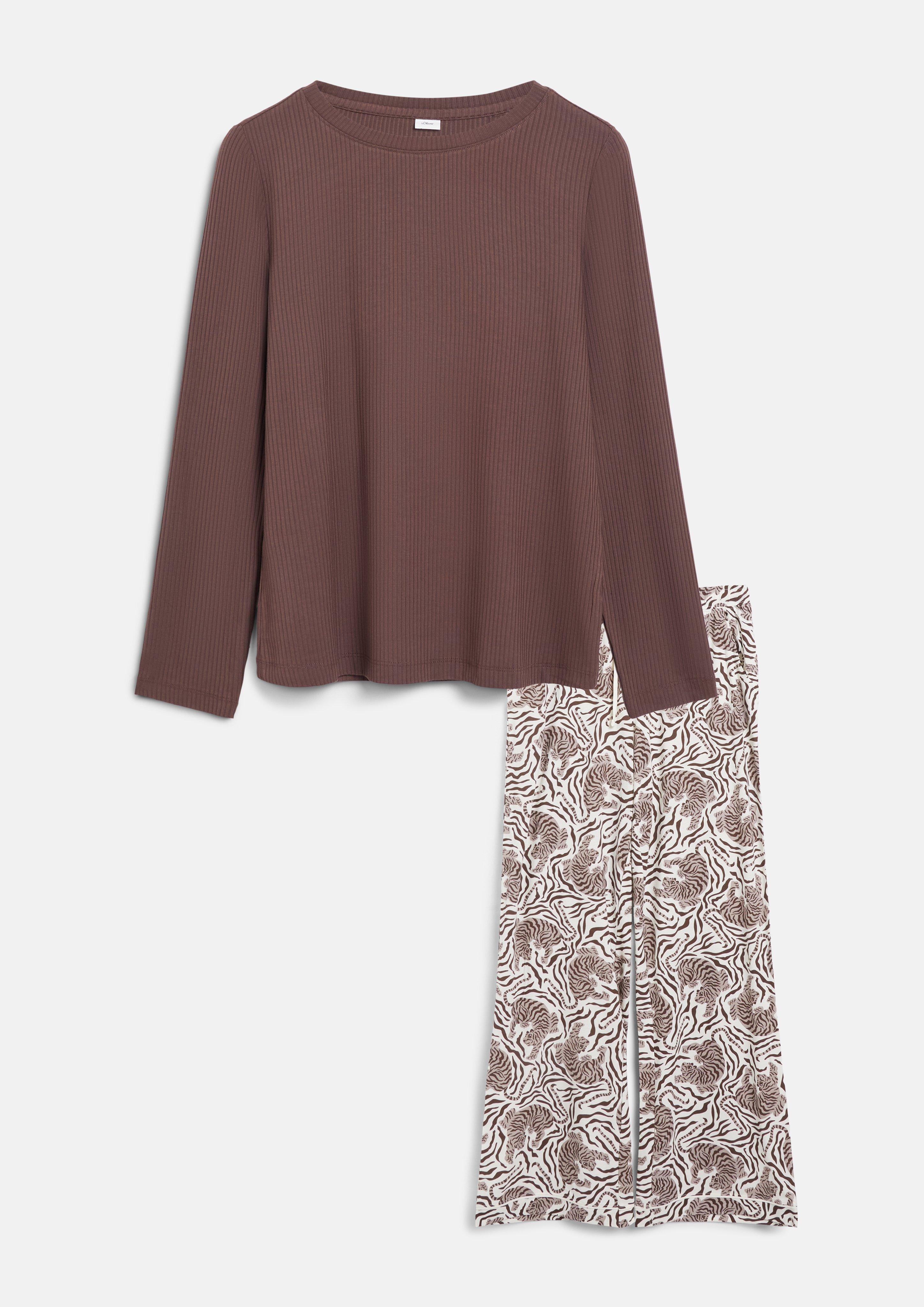 Tiger-Print Pajama Set in brown by s.Oliver