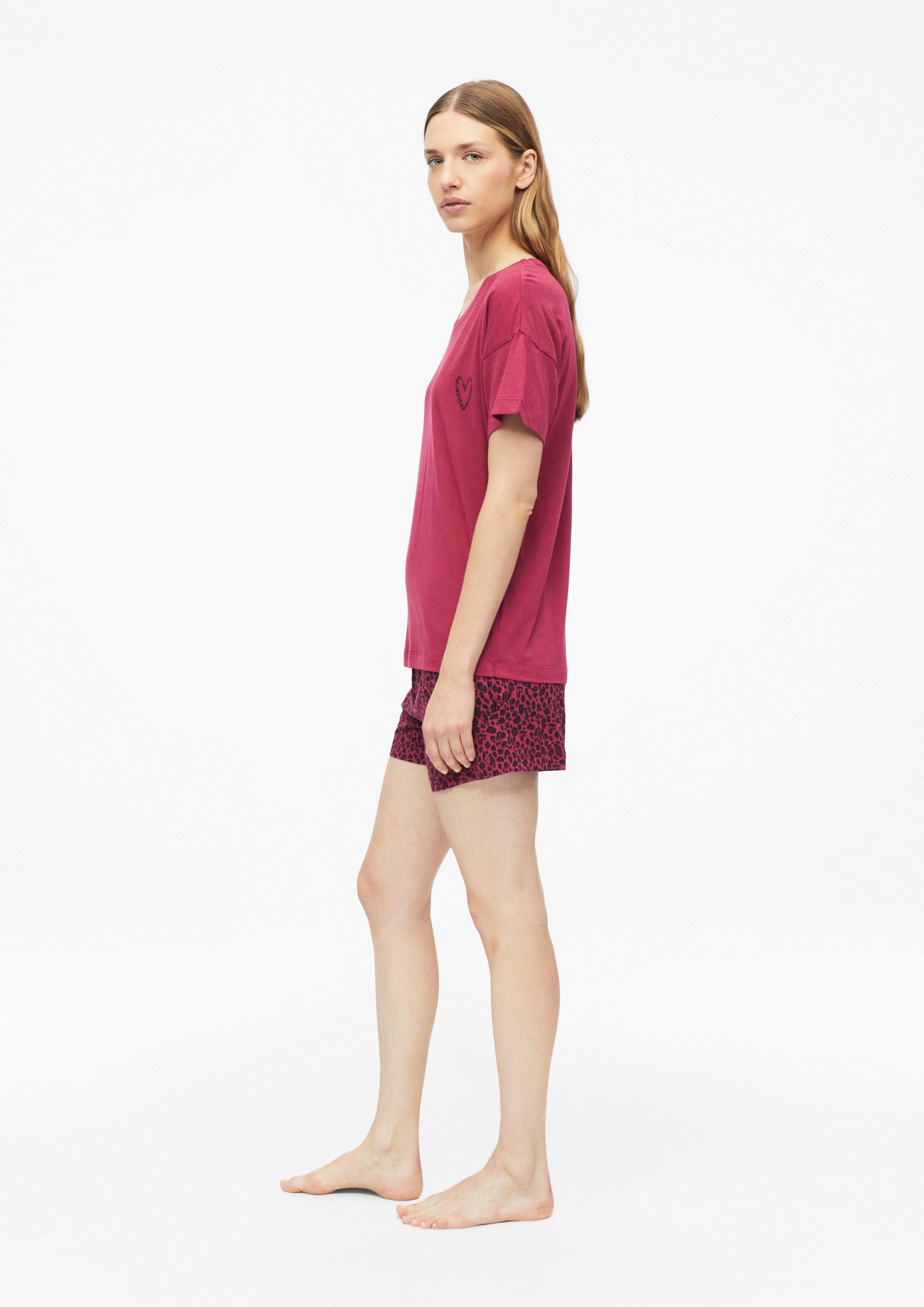 Dames Pyjama-short met all-over luipaardprint in roze van s.Oliver