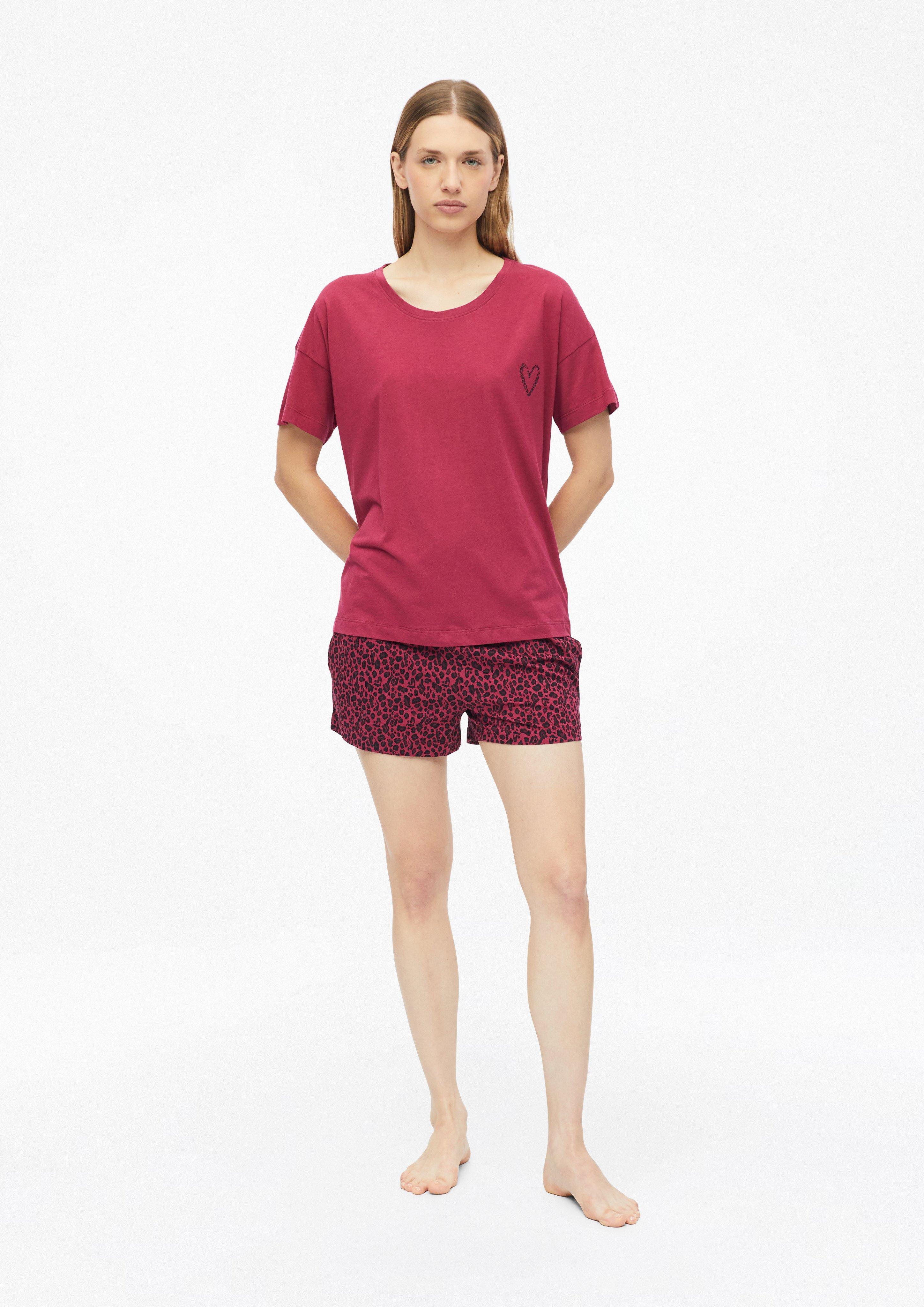 Dames Pyjama-short met all-over luipaardprint in roze van s.Oliver
