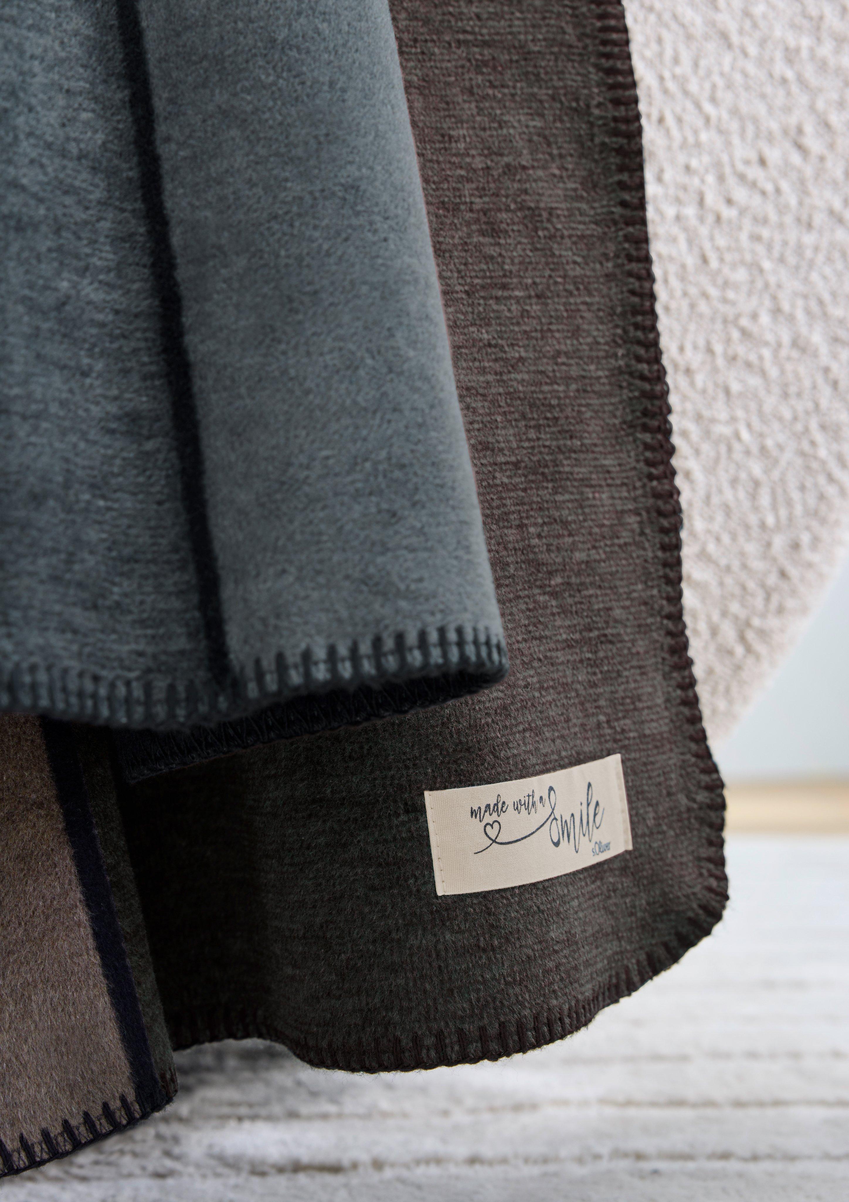 Dames Jacquarddeken met grafische print in bruin van s.Oliver
