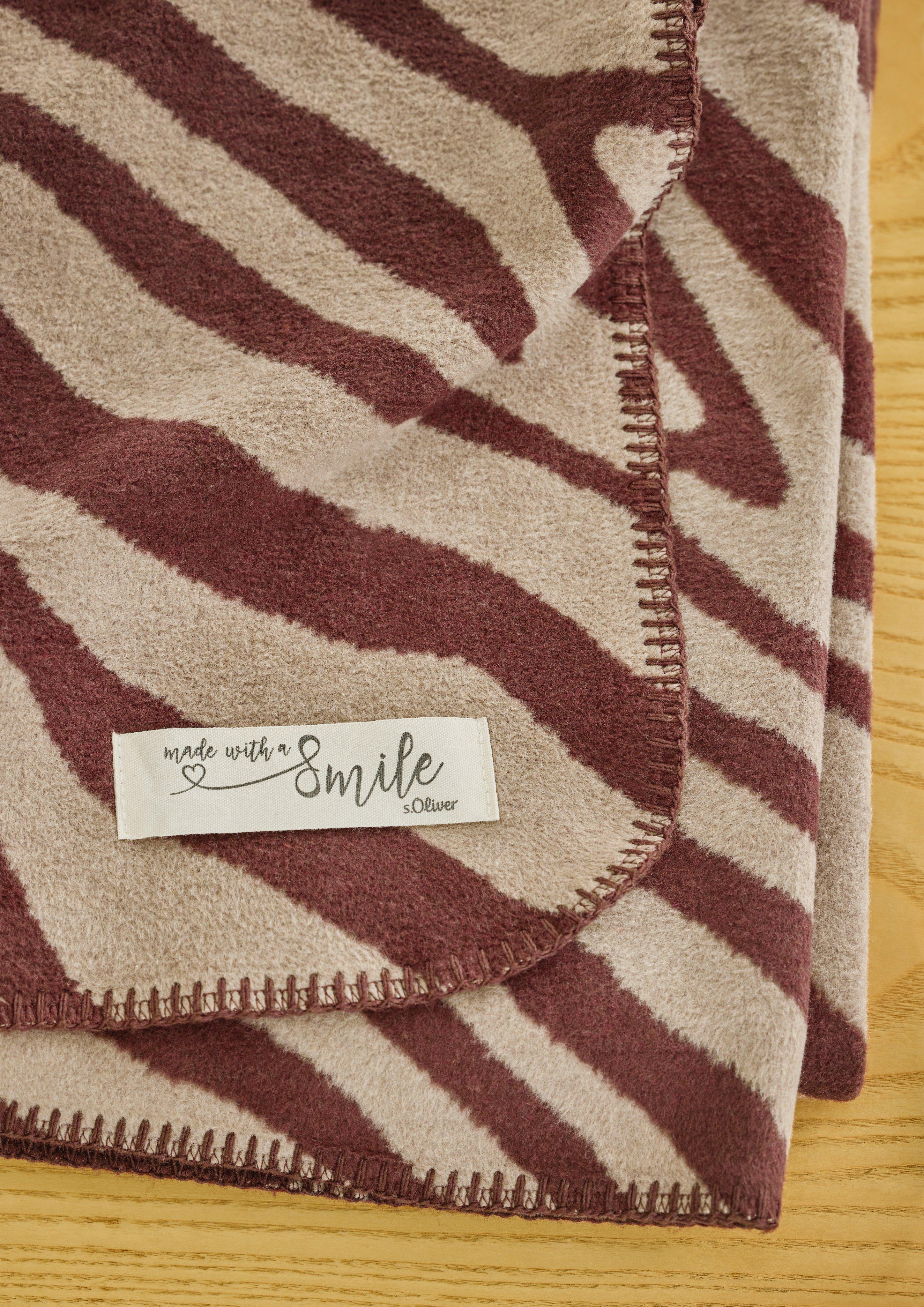 Dames Jacquarddeken met moderne print in beige van s.Oliver