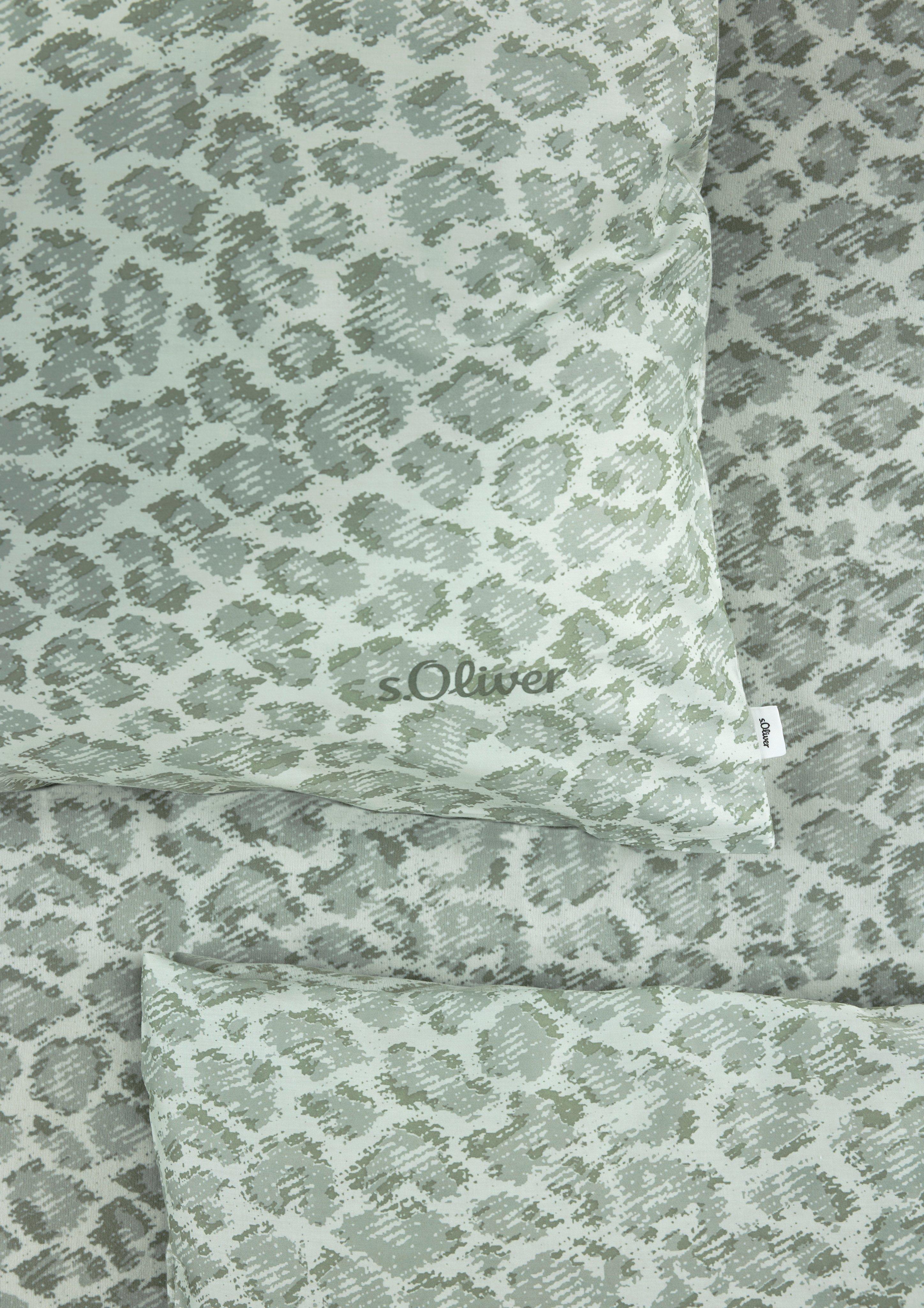 Dames Beddengoedset met dierenprint in groen van s.Oliver