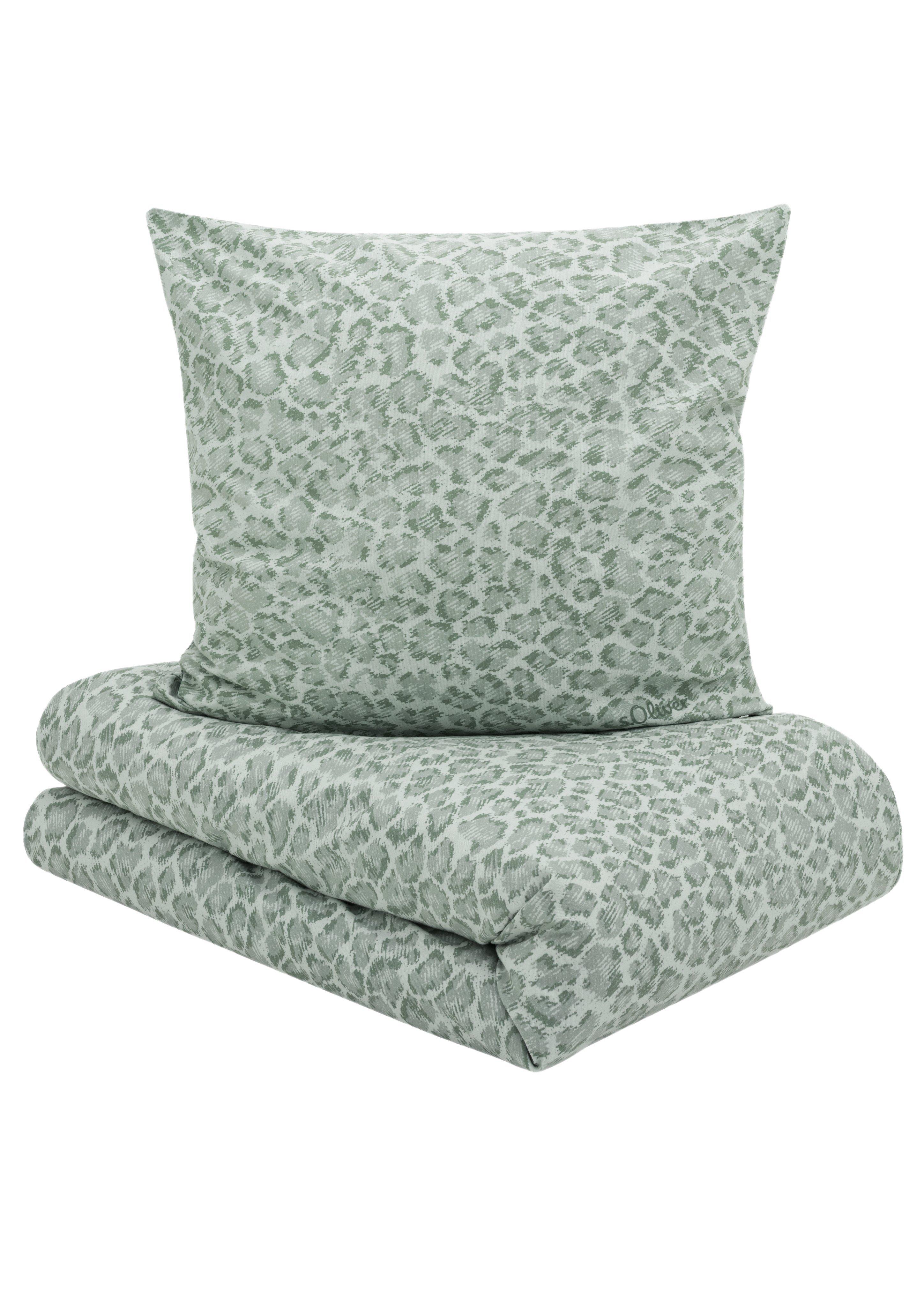 Dames Beddengoedset met dierenprint in groen van s.Oliver