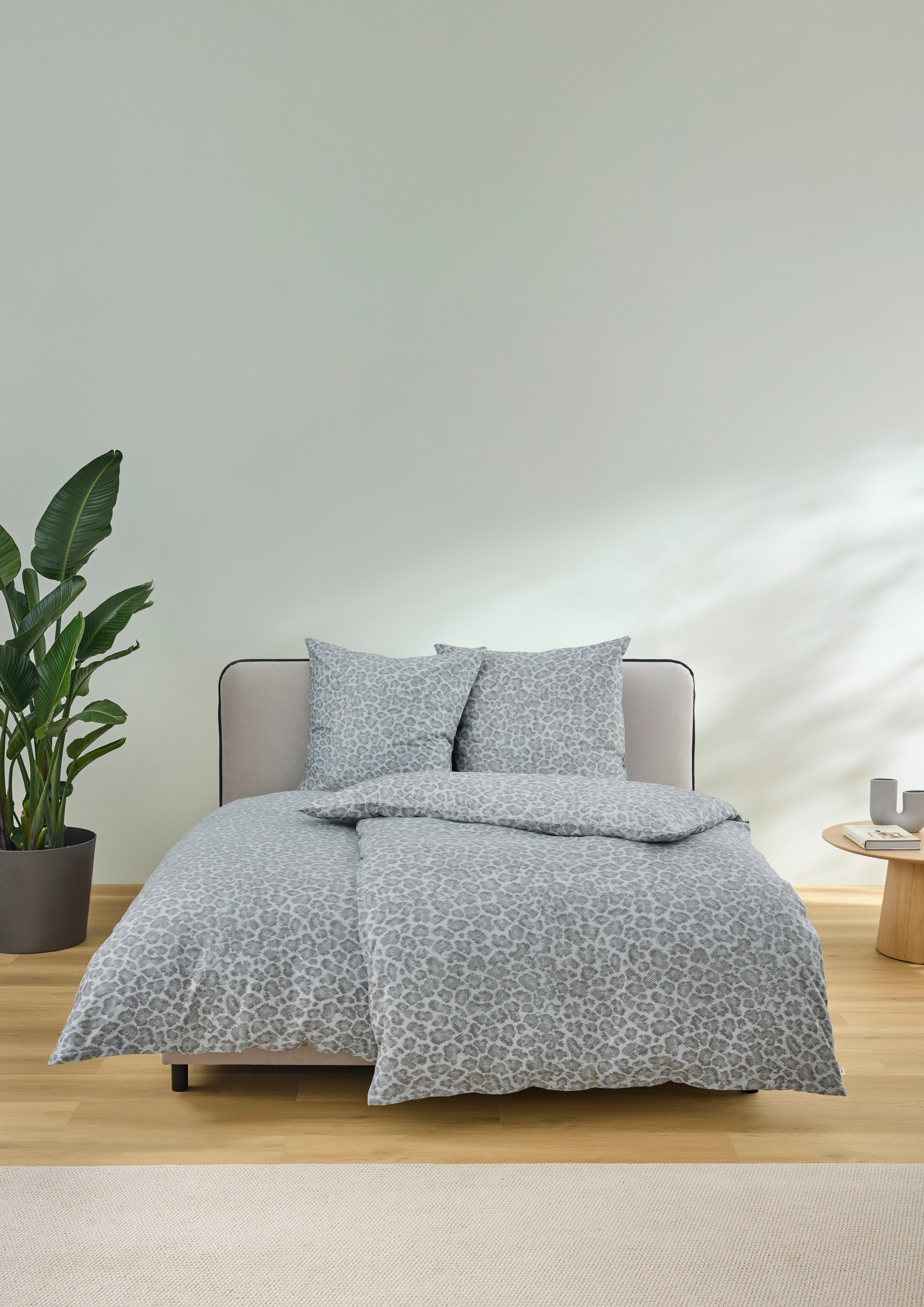 Dames Beddengoedset met dierenprint in grijs van s.Oliver