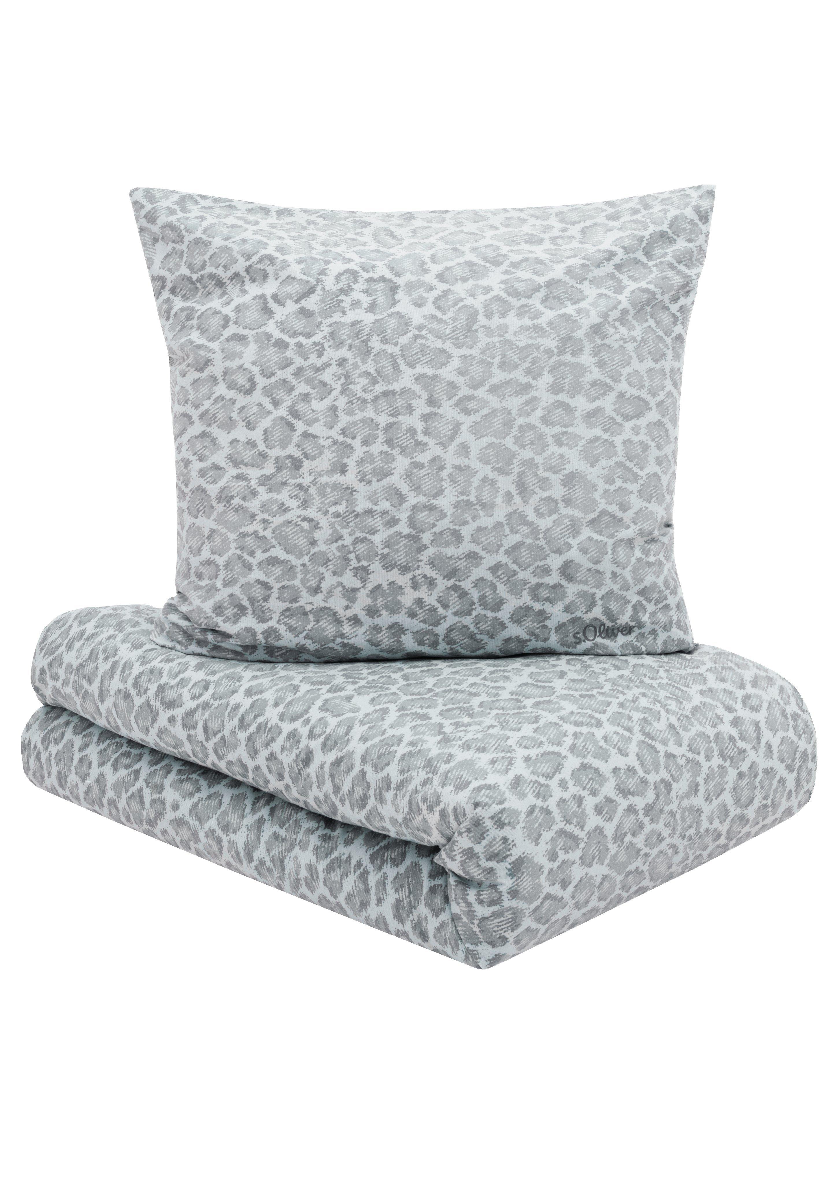 Dames Beddengoedset met dierenprint in grijs van s.Oliver