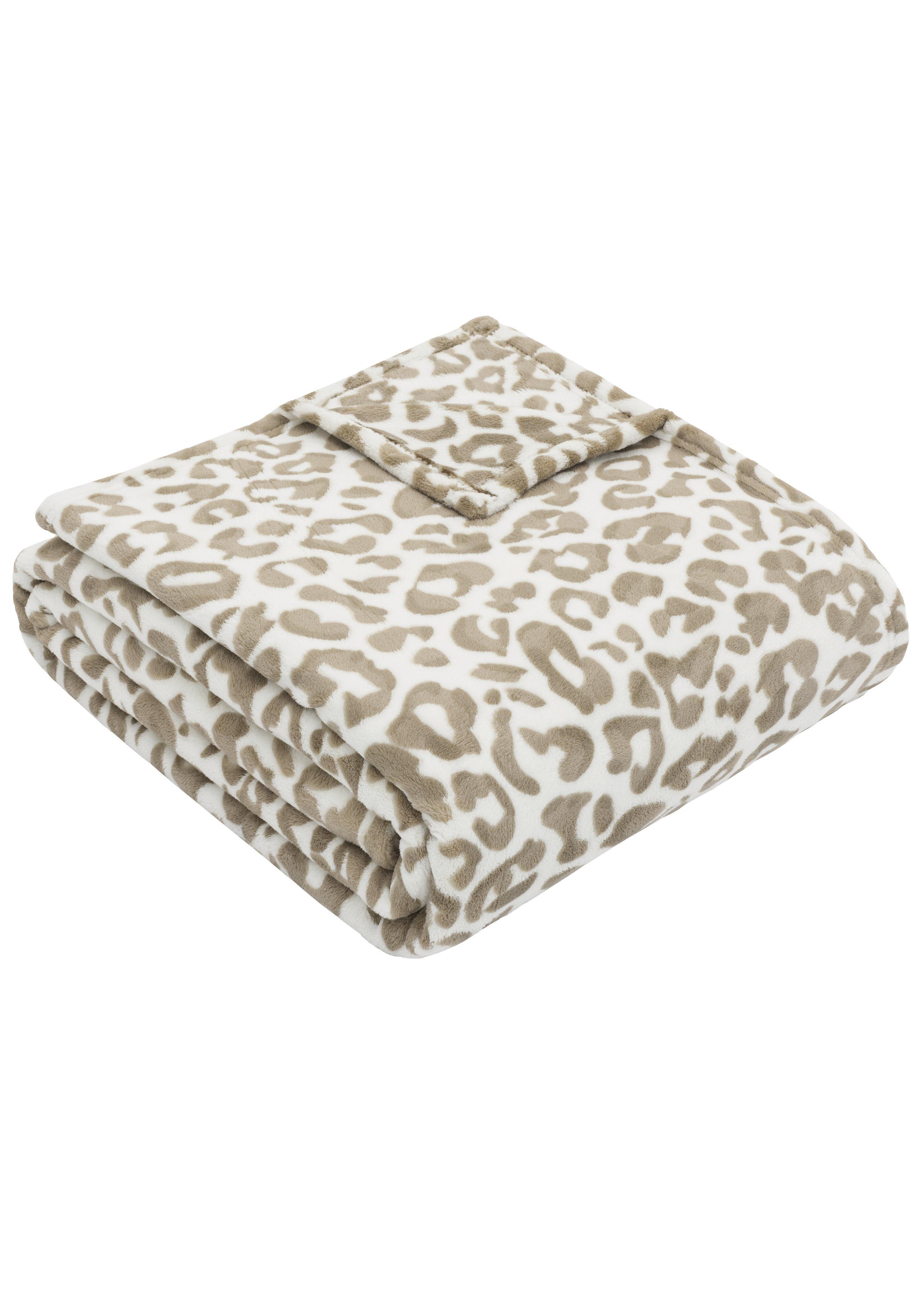 Dames Deken met all-over luipaardprint in beige van s.Oliver