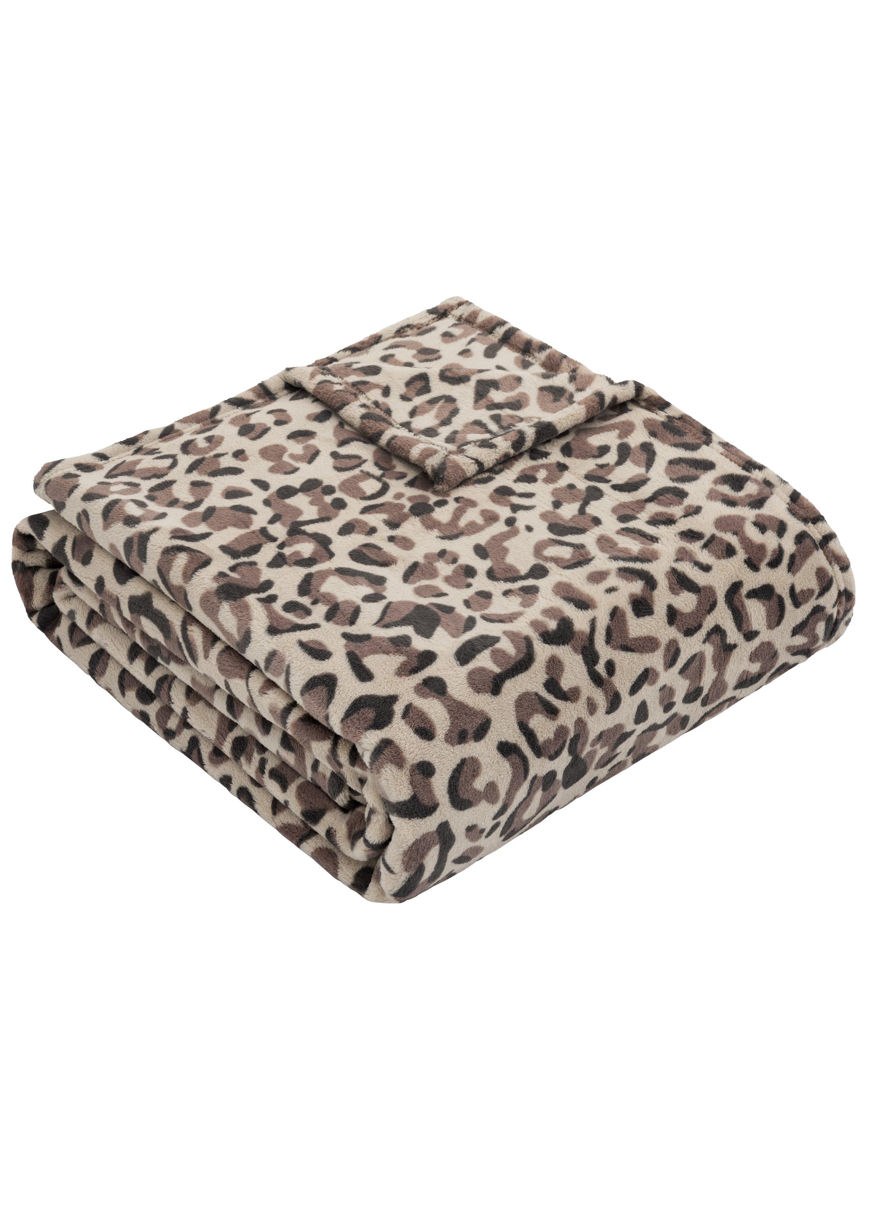 Dames Deken met all-over luipaardprint in beige van s.Oliver