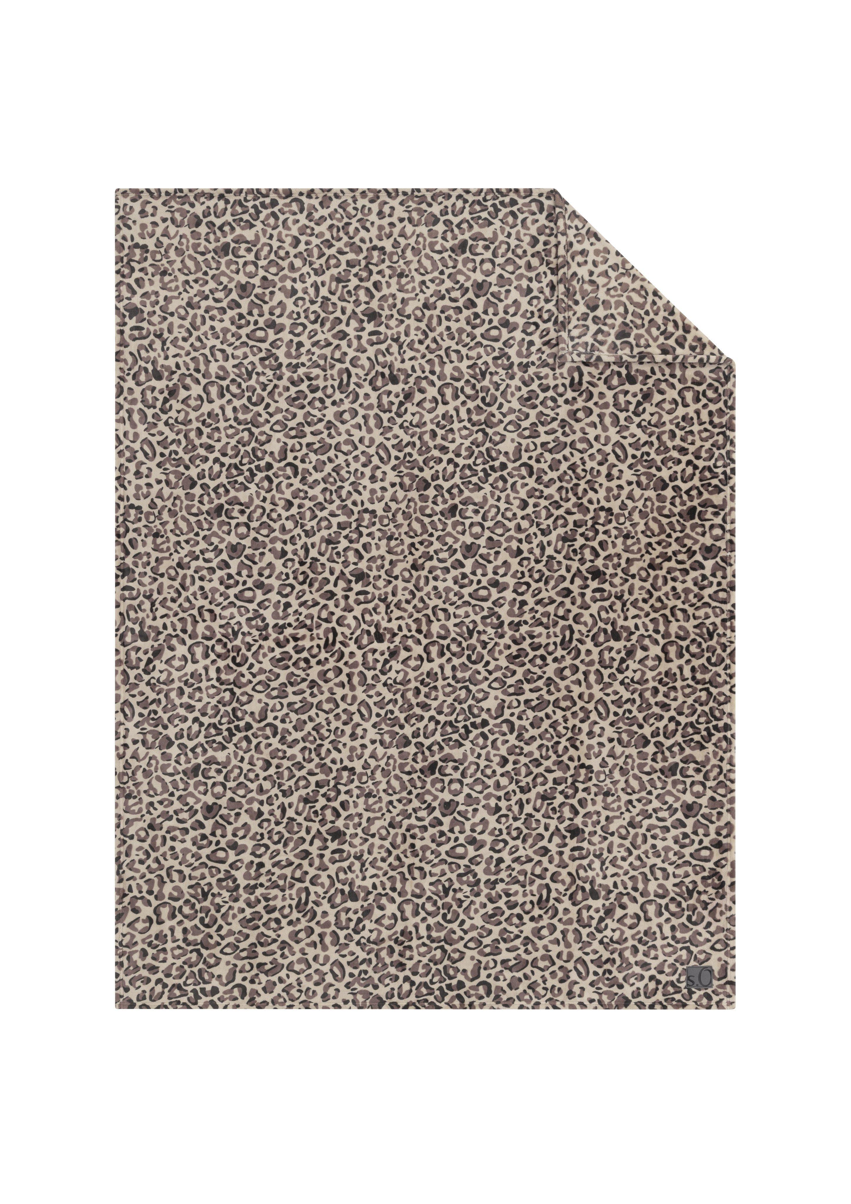 Dames Deken met all-over luipaardprint in beige van s.Oliver