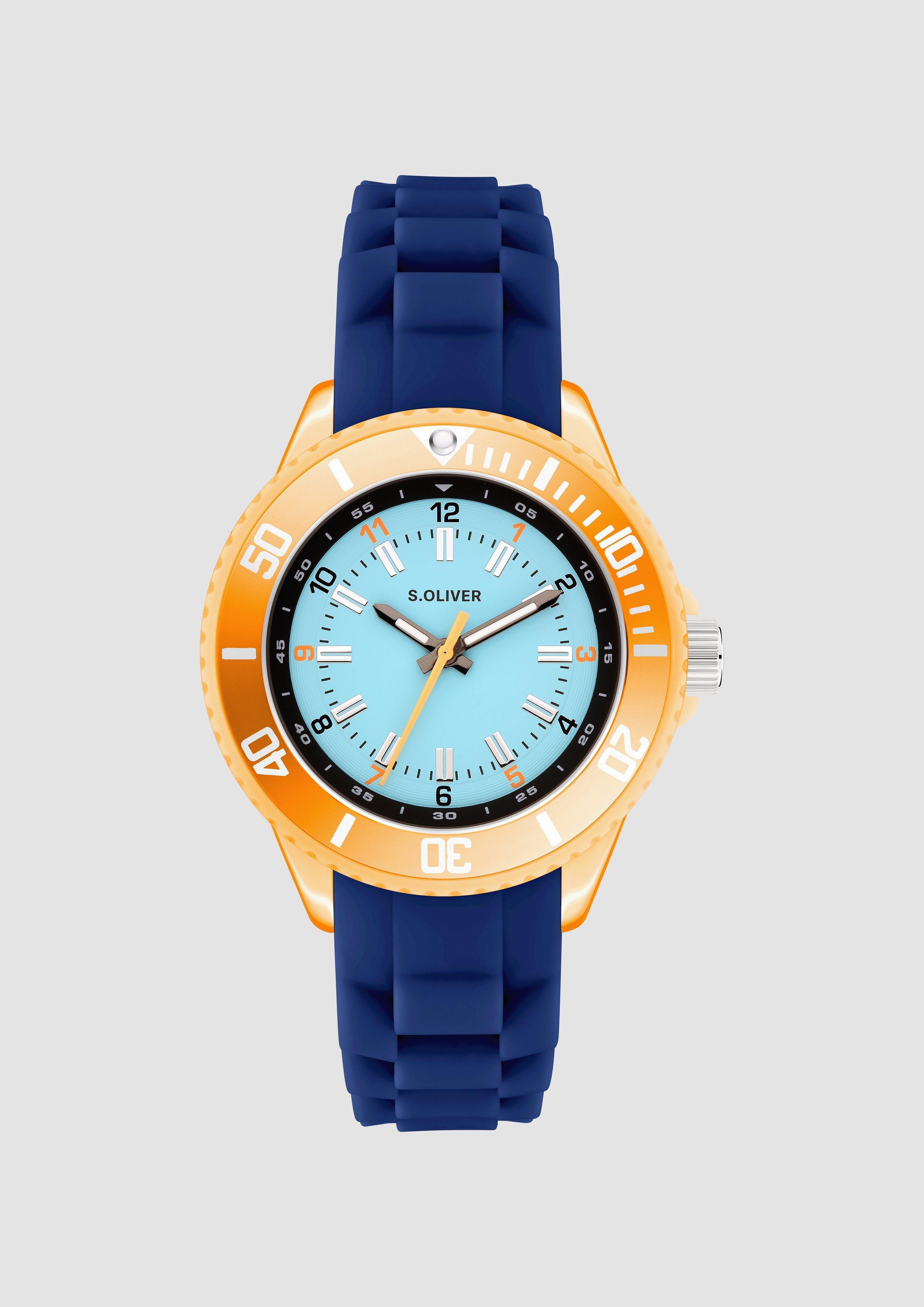 Kinder Uhr mit farbenfrohen Indizes in orange von s.Oliver