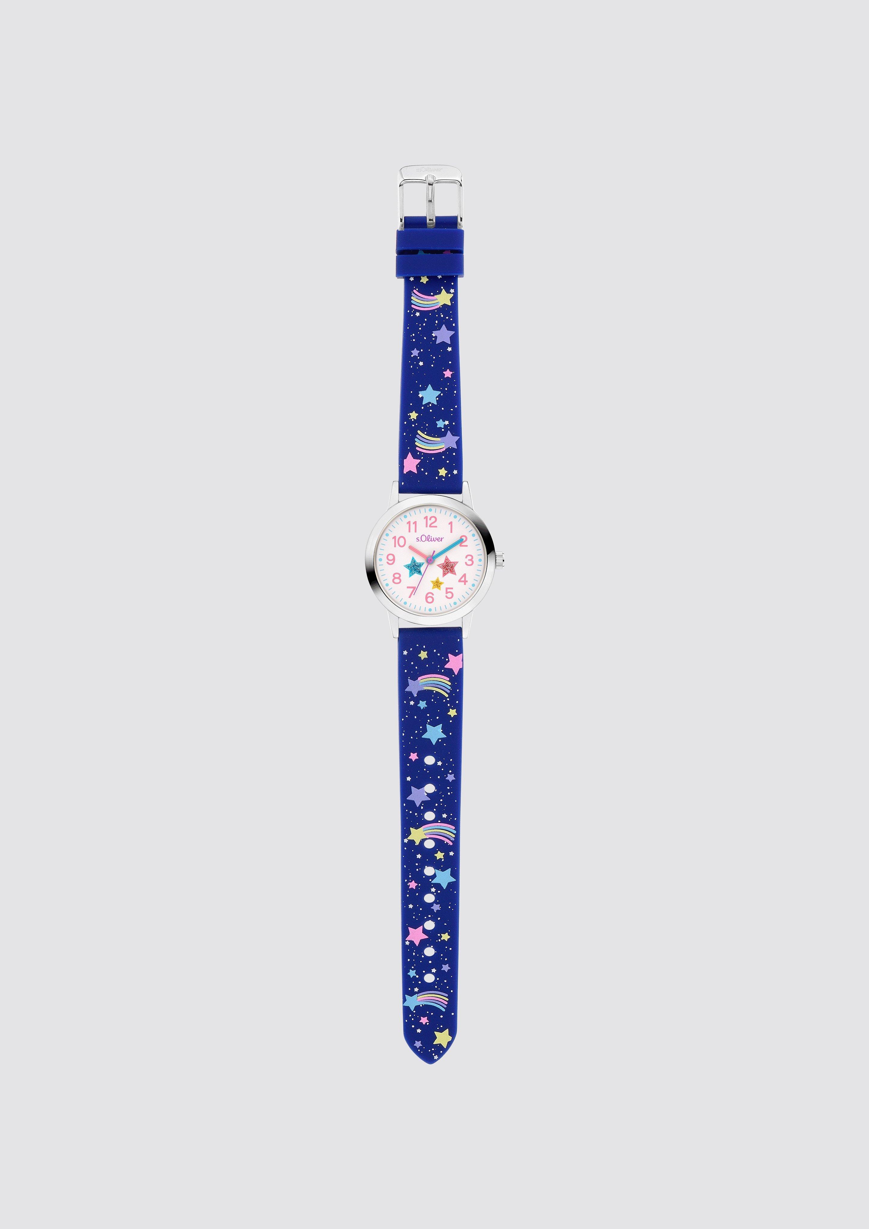 Kinder Uhr mit Sternschnuppen-Motiv in blau von s.Oliver