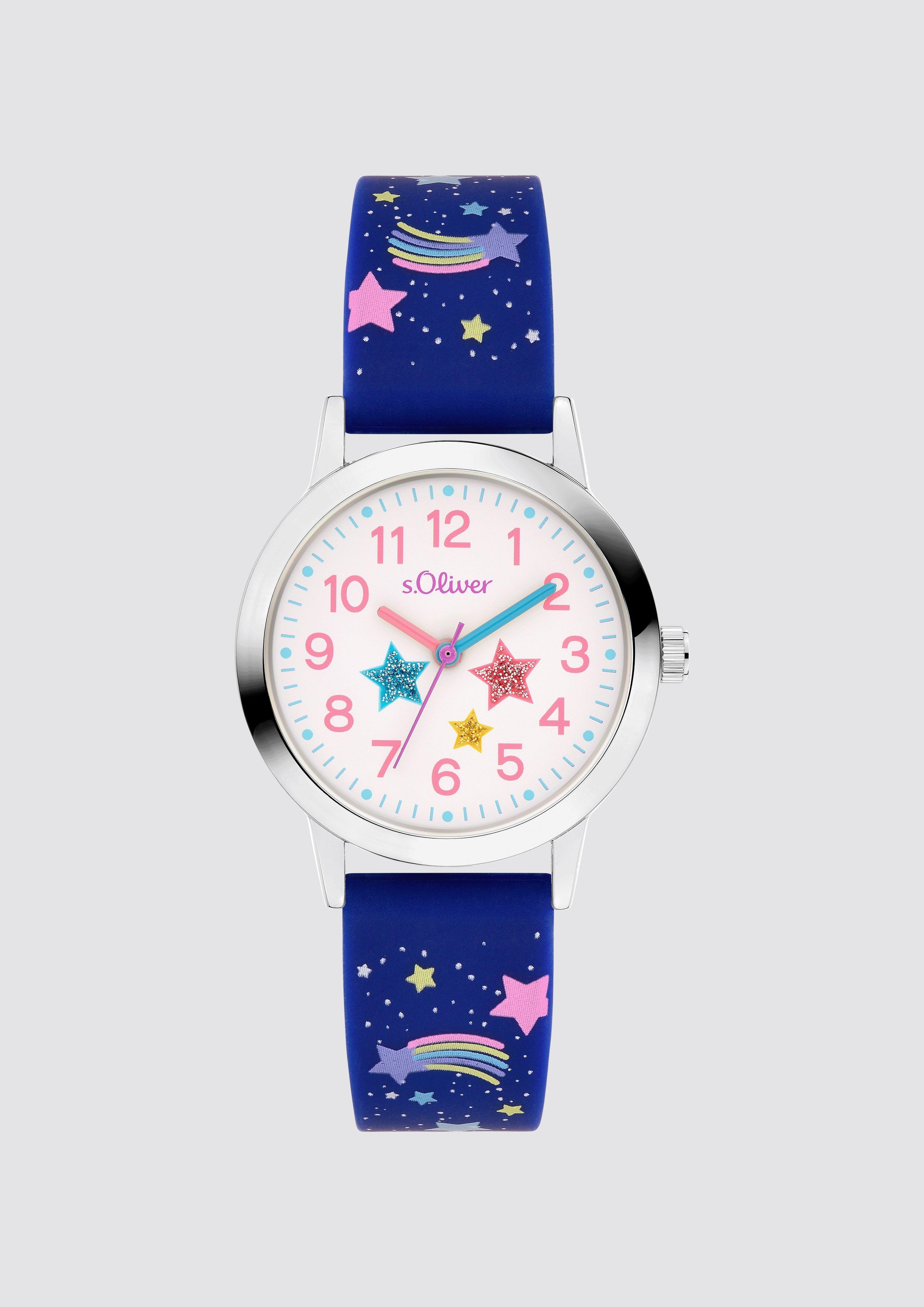 Kinder Uhr mit Sternschnuppen-Motiv in blau von s.Oliver