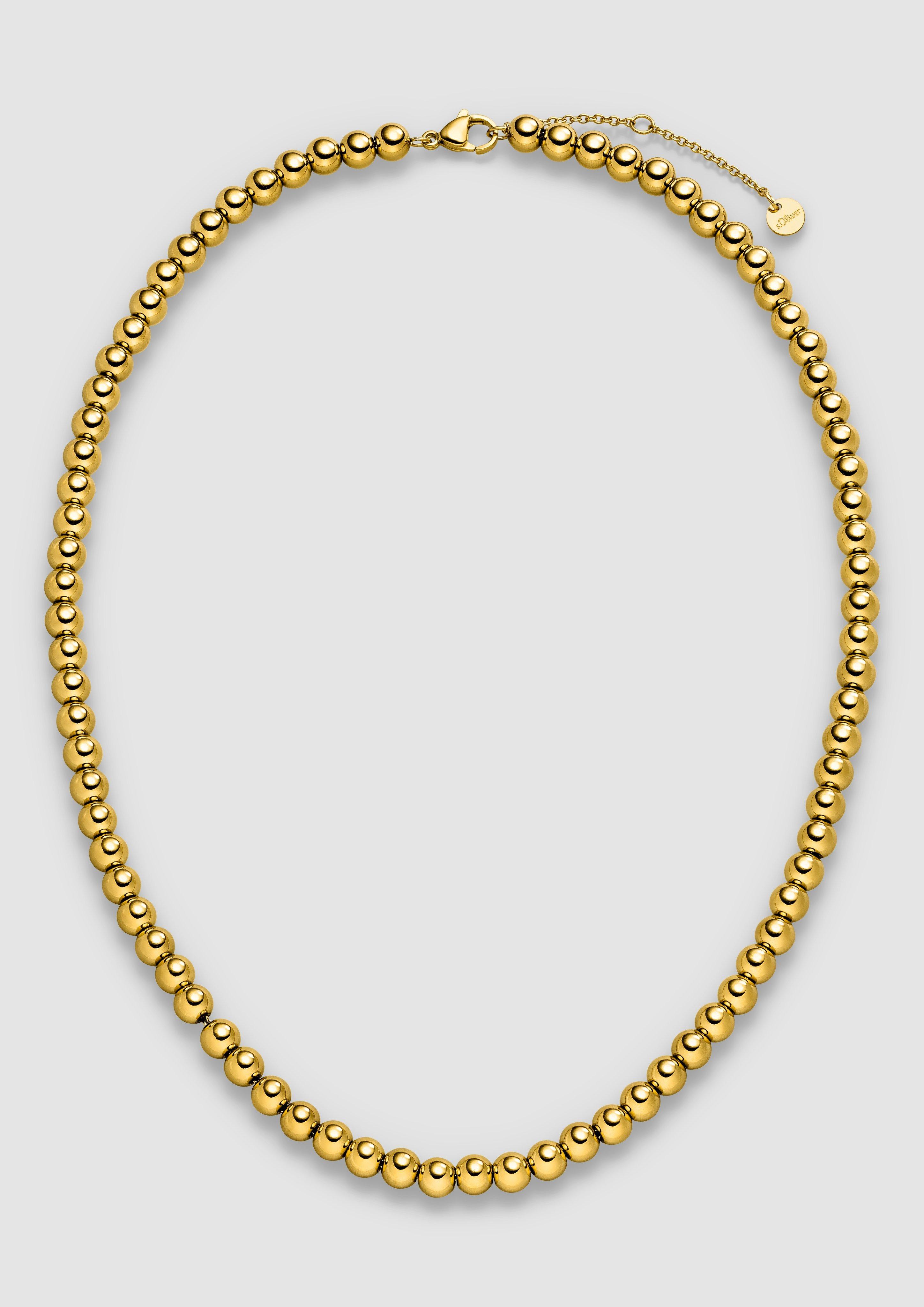Damen Edelstahlkette mit Kugel-Elementen in gold von s.Oliver