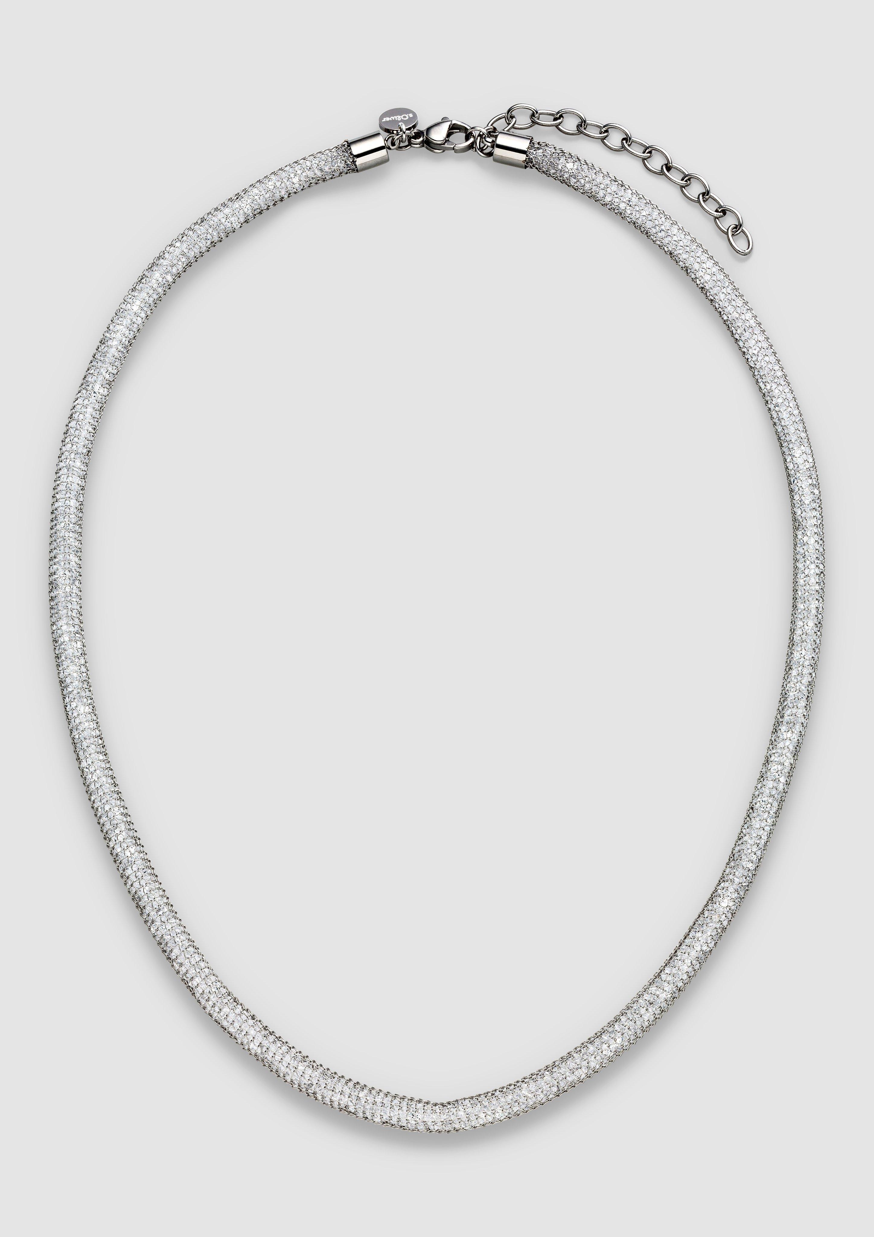 Damen Halskette mit feiner Netzstruktur in silber von s.Oliver