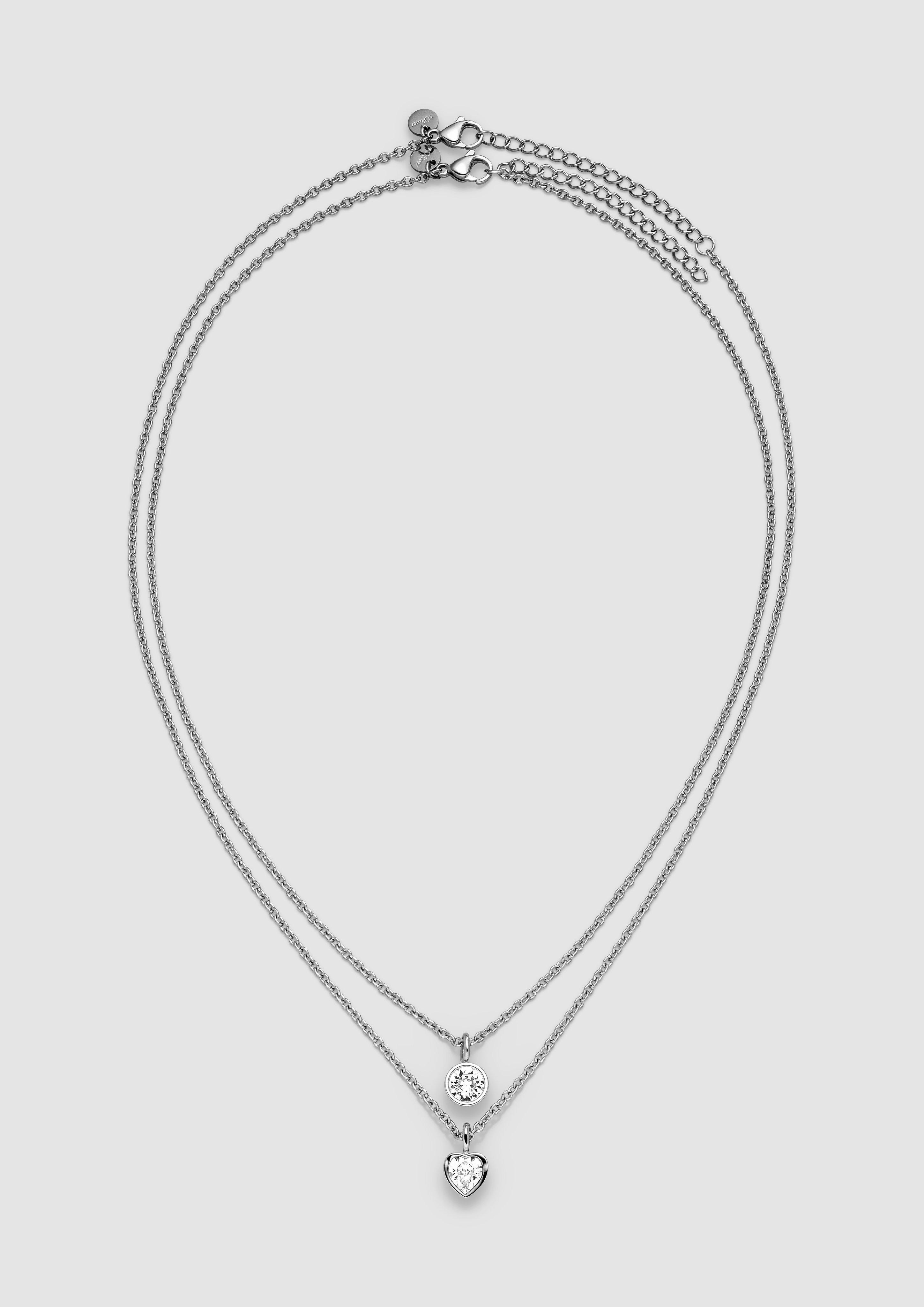 Damen Edelstahlkette mit filigranem Anhänger in silber von s.Oliver