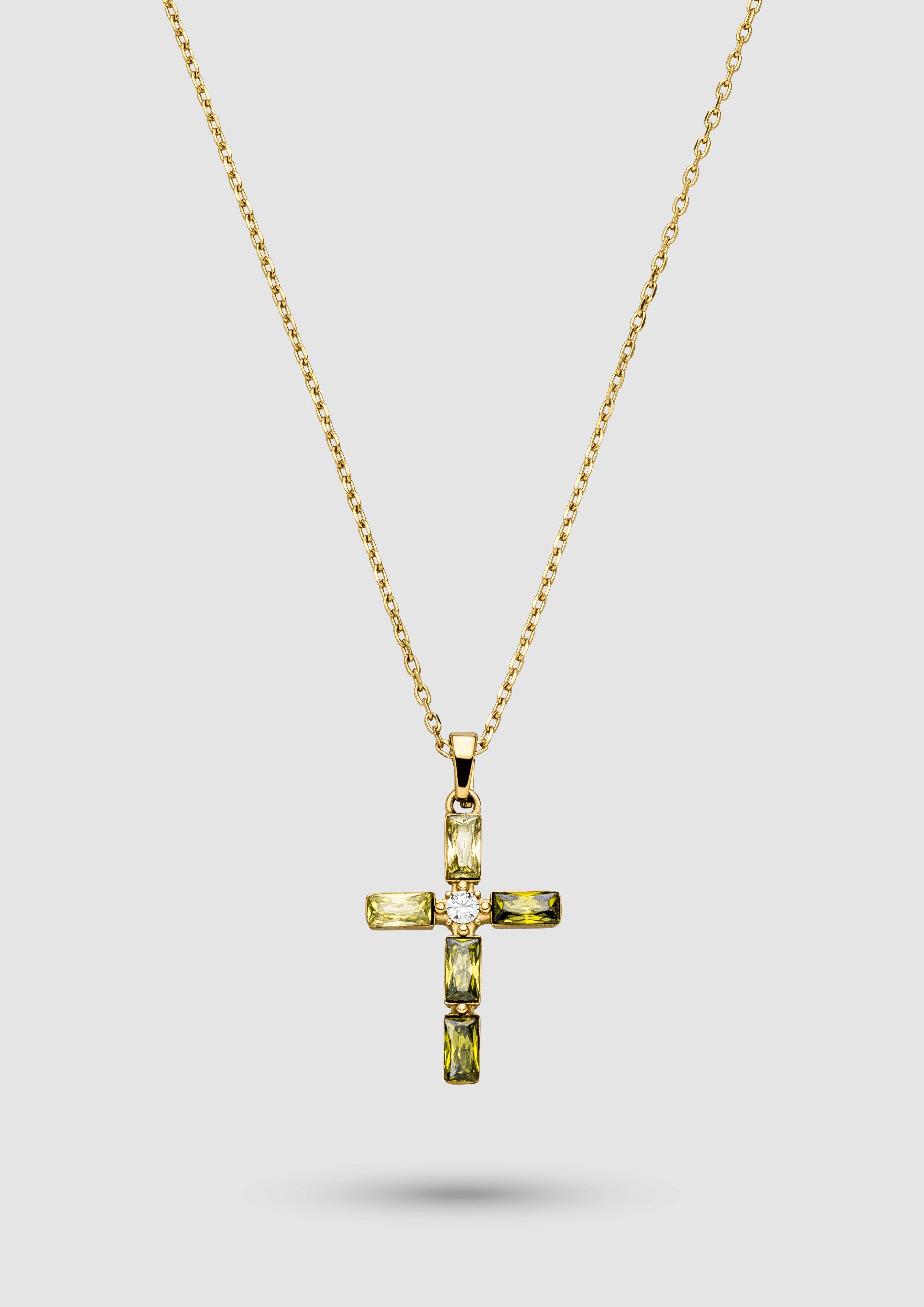 Damen Edelstahlkette mit Kreuz-Anhänger in gold von s.Oliver