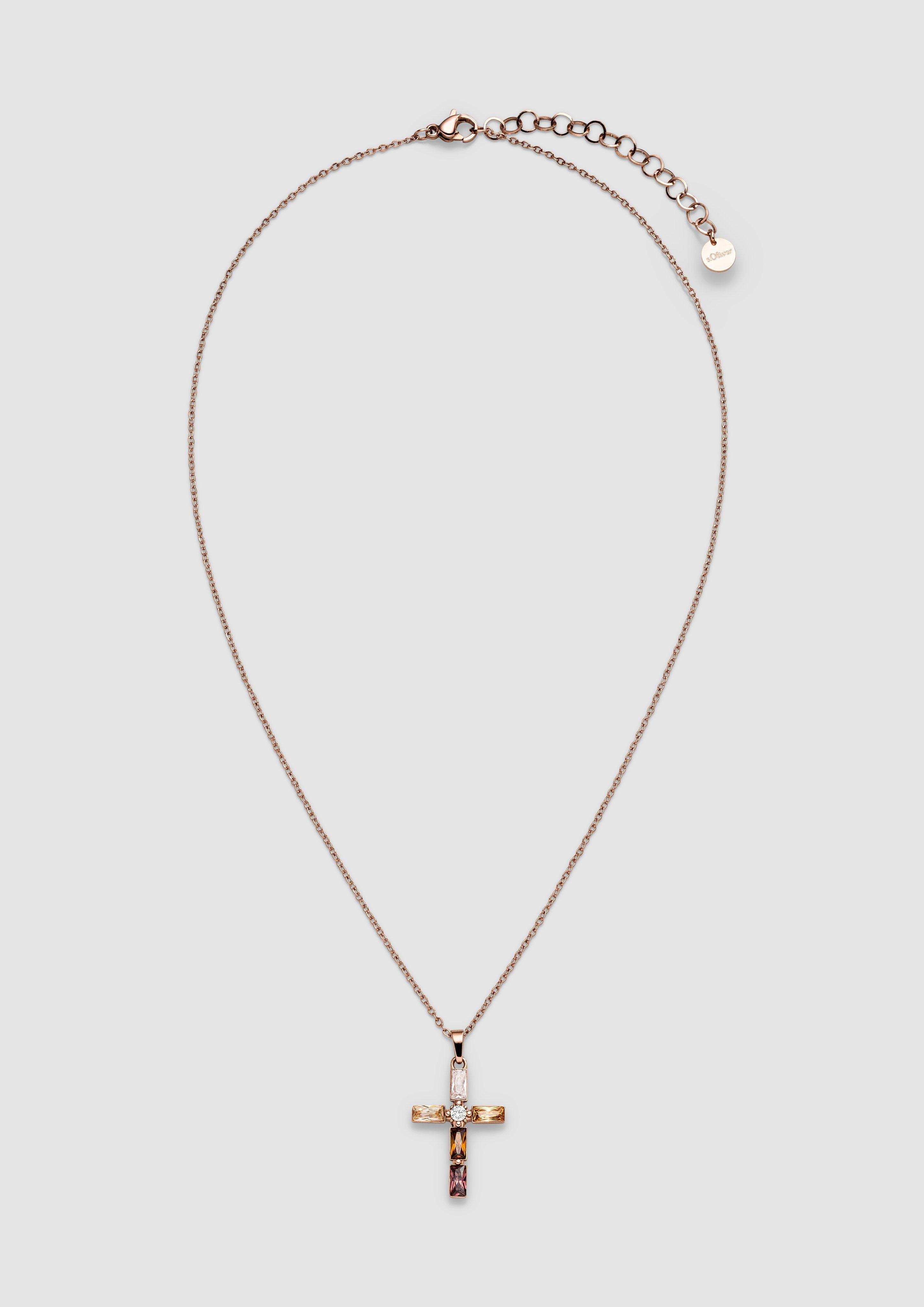 Damen Edelstahlkette mit Kreuz-Anhänger in rosé von s.Oliver