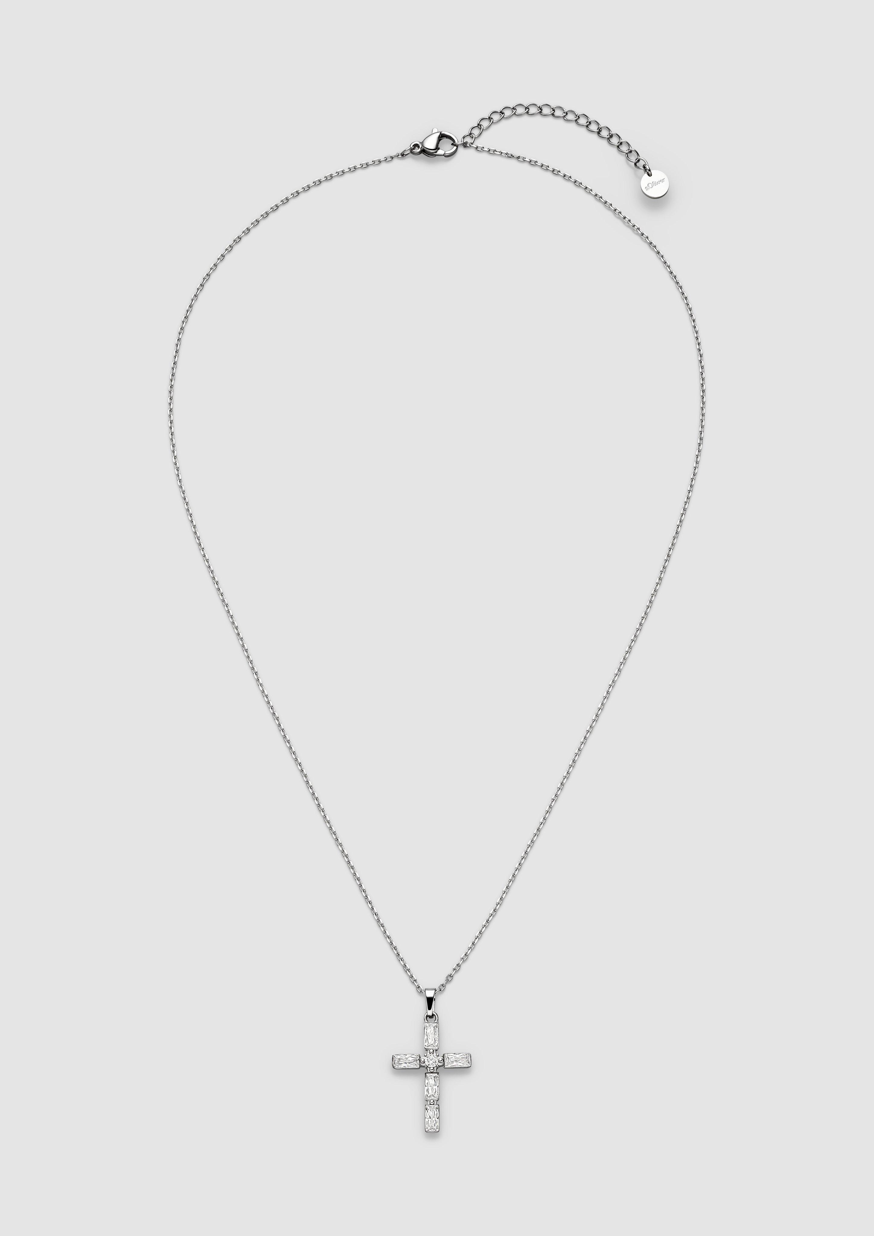 Damen Edelstahlkette mit Kreuz-Anhänger in silber von s.Oliver