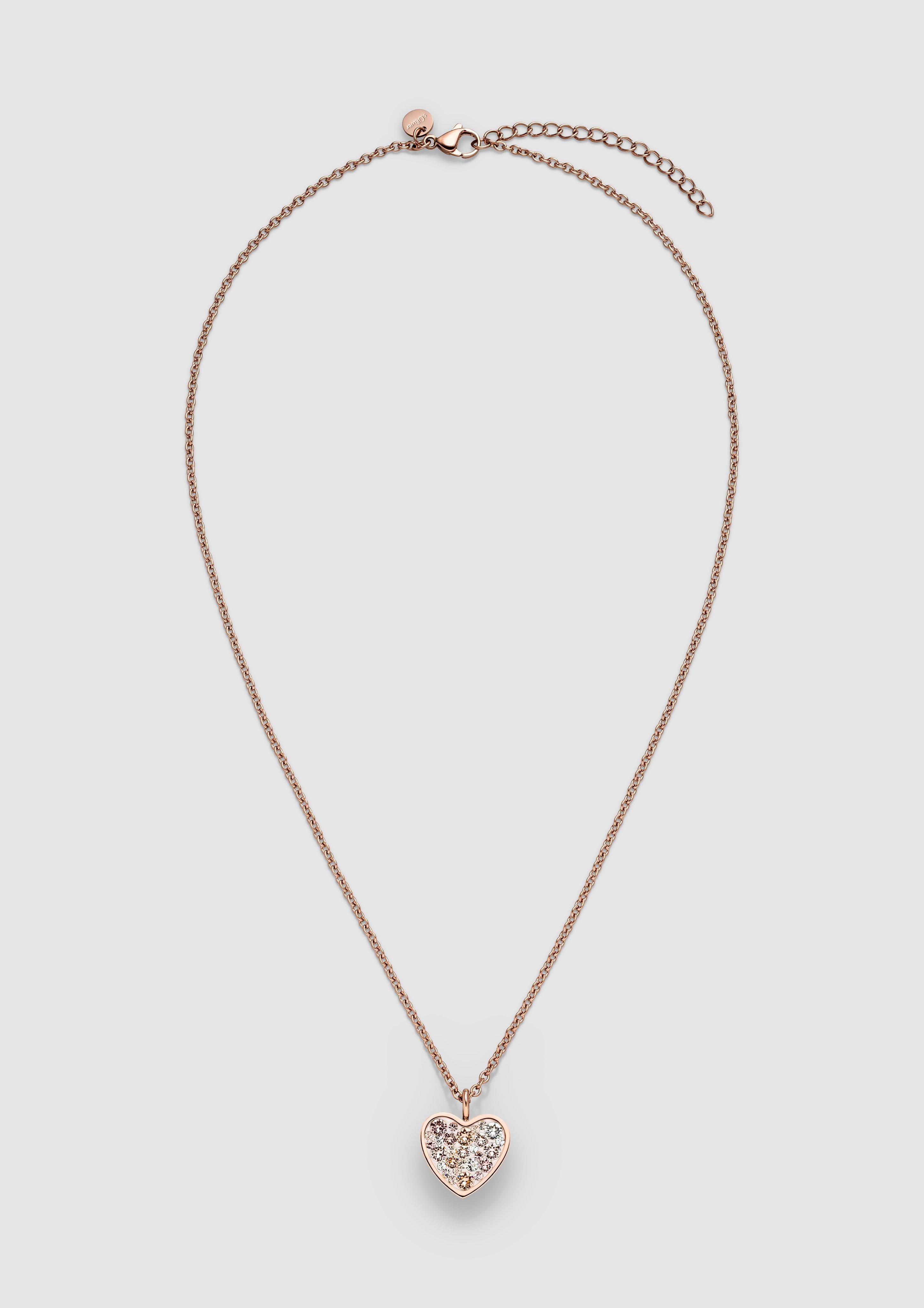 Damen Kette mit steinbesetztem Herzanhänger in rosé von s.Oliver