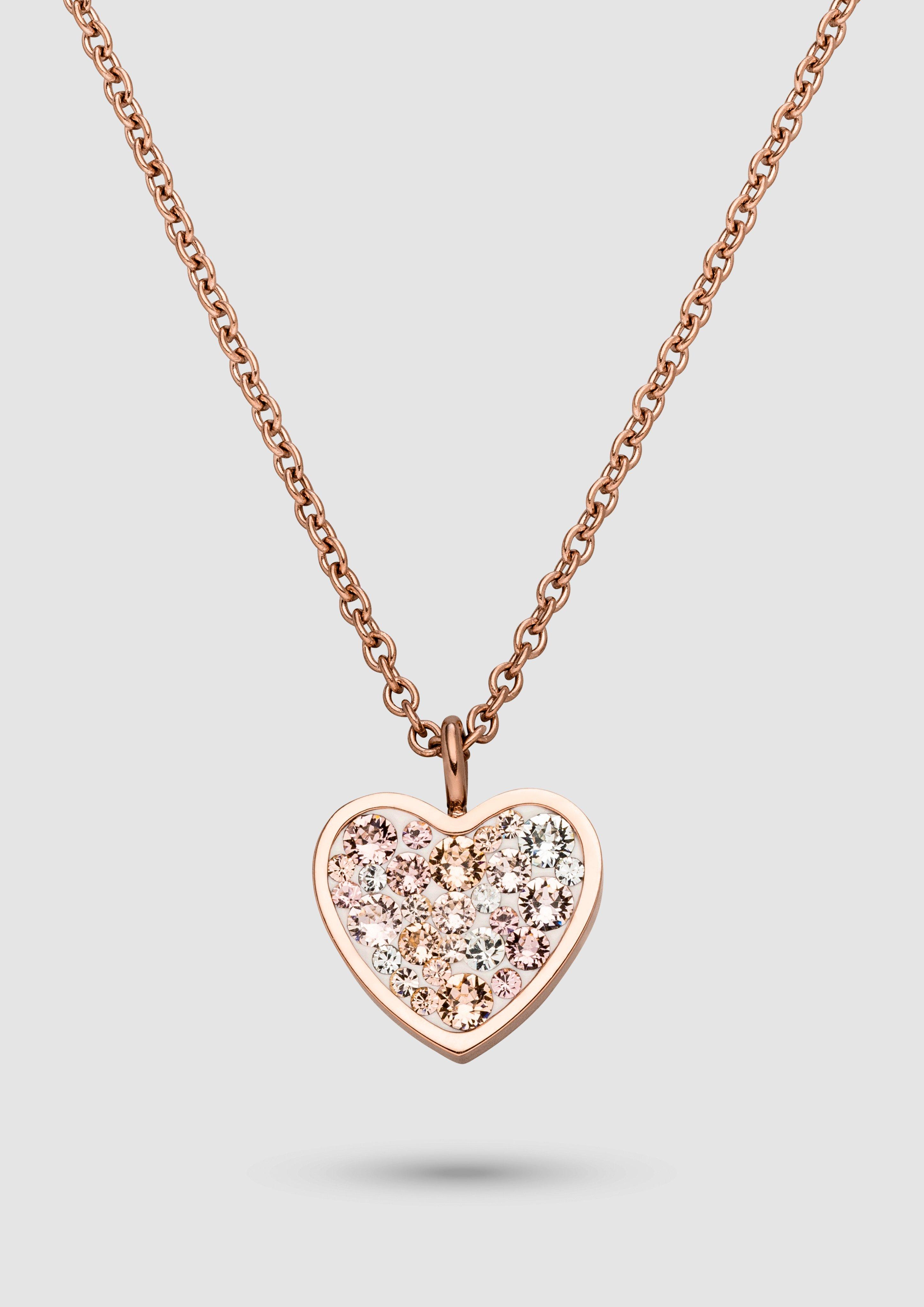 Kette mit steinbesetztem Herzanhänger in Farbe roségold von s.Oliver
