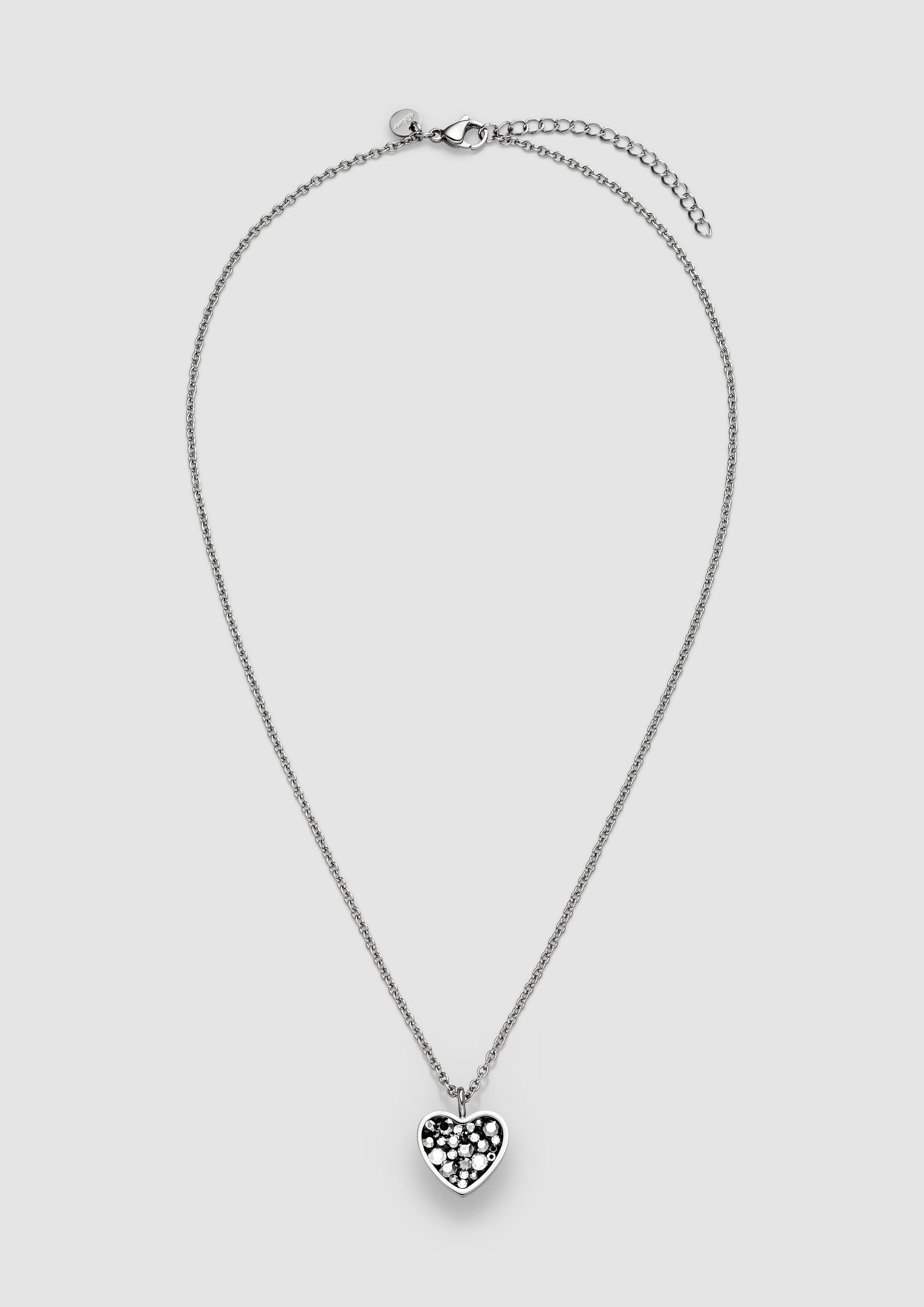 Damen Kette mit steinbesetztem Herzanhänger in silber von s.Oliver