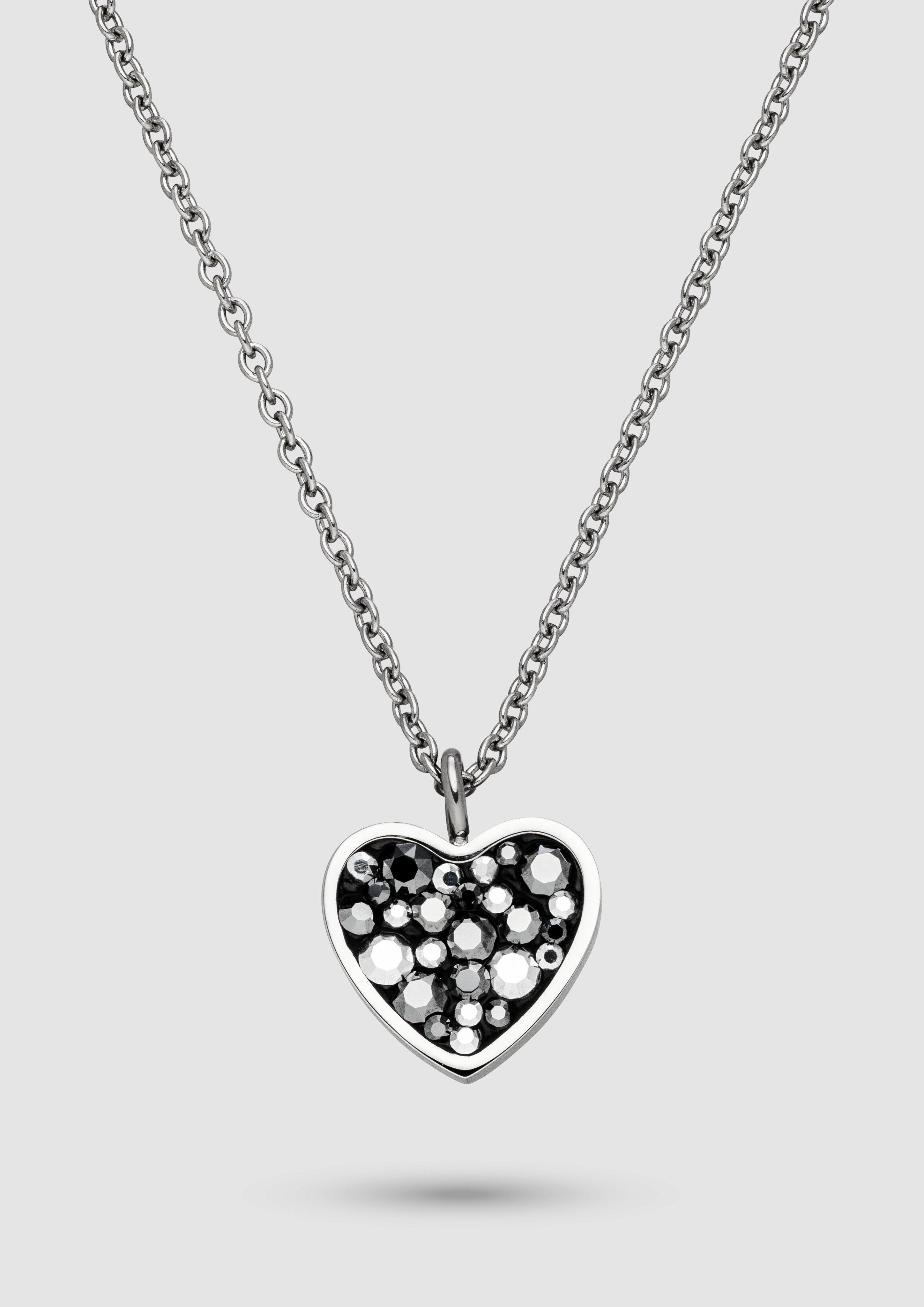 Damen Kette mit steinbesetztem Herzanhänger in silber von s.Oliver